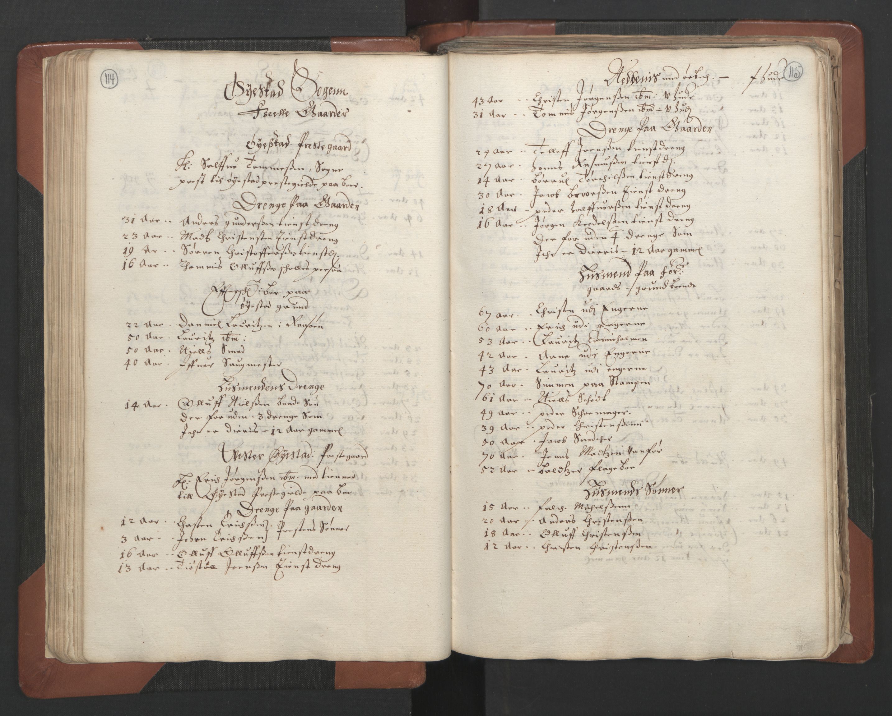 RA, Bailiff's Census 1664-1666, no. 7: Nedenes fogderi, 1664-1666, p. 114-115