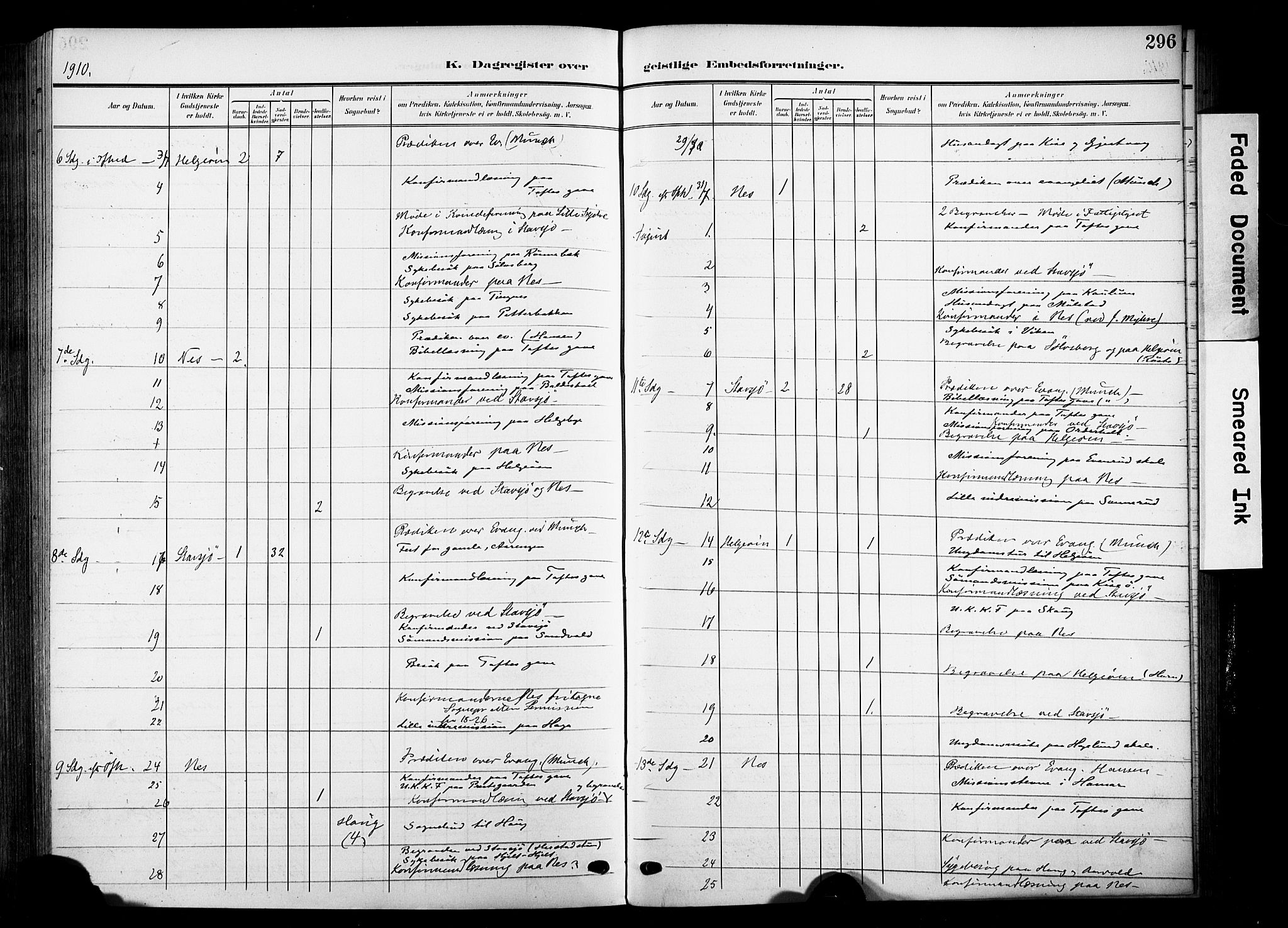 Nes prestekontor, Hedmark, AV/SAH-PREST-020/K/Ka/L0014: Parish register (official) no. 14, 1906-1929, p. 296