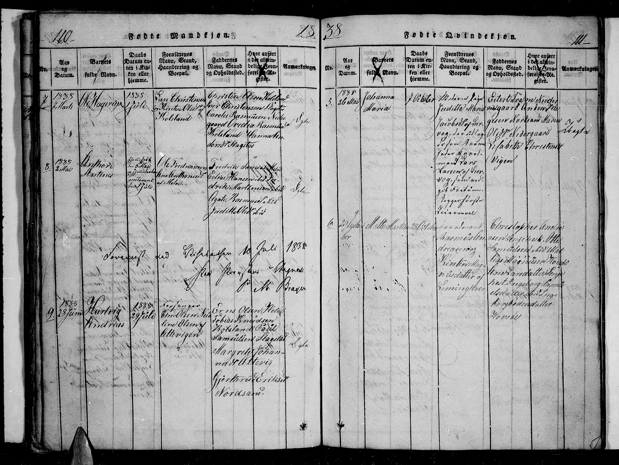 Trondenes sokneprestkontor, AV/SATØ-S-1319/H/Hb/L0004klokker: Parish register (copy) no. 4, 1821-1839, p. 110-111