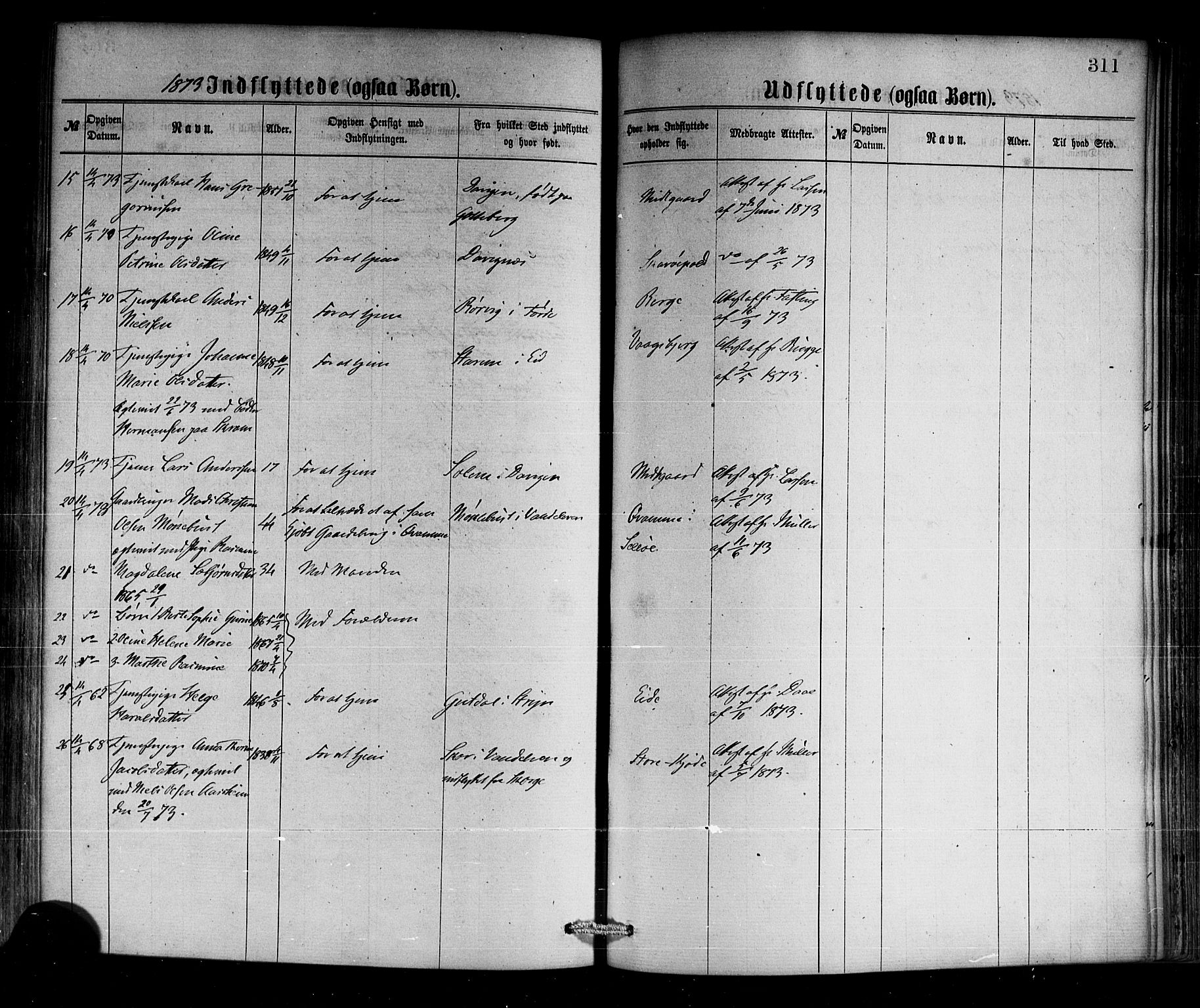 Selje sokneprestembete, SAB/A-99938/H/Ha/Haa/Haaa: Parish register (official) no. A 12, 1870-1880, p. 311