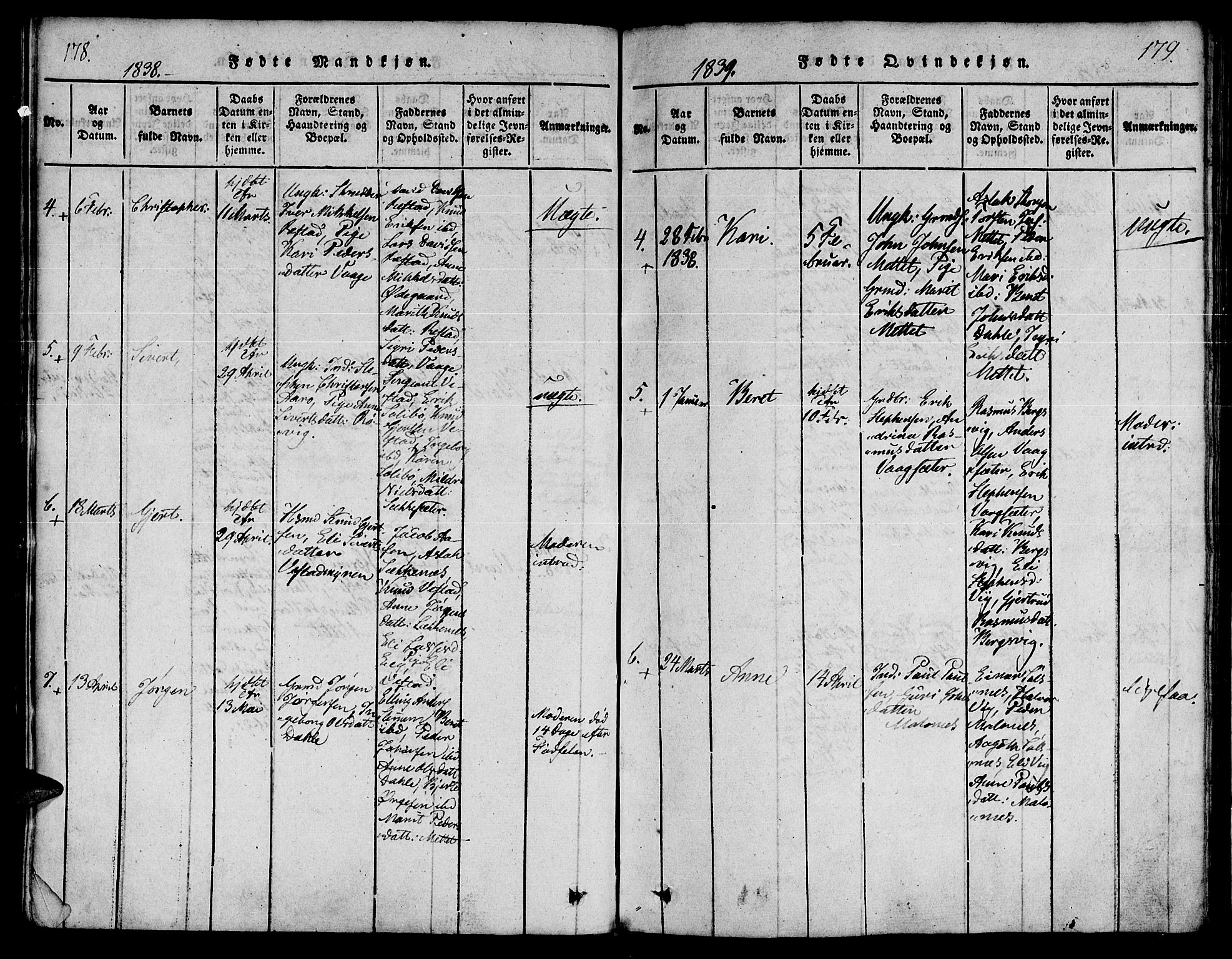 Ministerialprotokoller, klokkerbøker og fødselsregistre - Møre og Romsdal, AV/SAT-A-1454/547/L0602: Parish register (official) no. 547A04, 1818-1845, p. 178-179