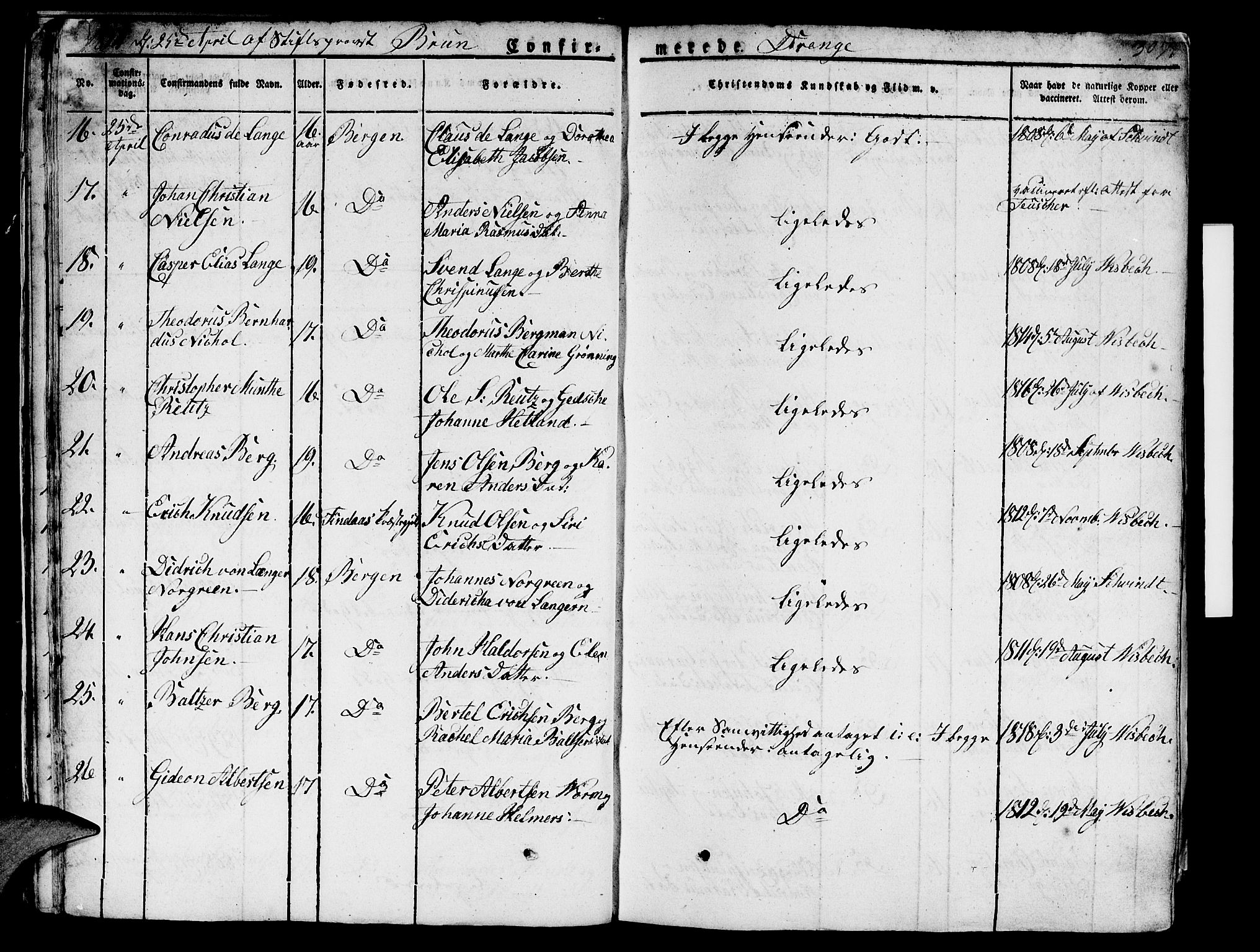 Domkirken sokneprestembete, SAB/A-74801/H/Hab/L0002: Parish register (copy) no. A 2, 1821-1839, p. 307
