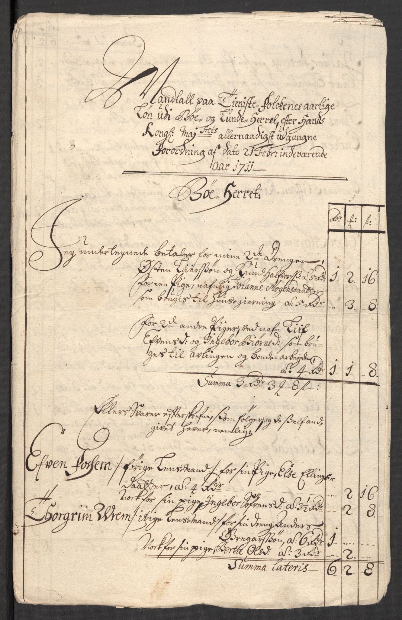 Rentekammeret inntil 1814, Reviderte regnskaper, Fogderegnskap, AV/RA-EA-4092/R36/L2121: Fogderegnskap Øvre og Nedre Telemark og Bamble, 1711, p. 127