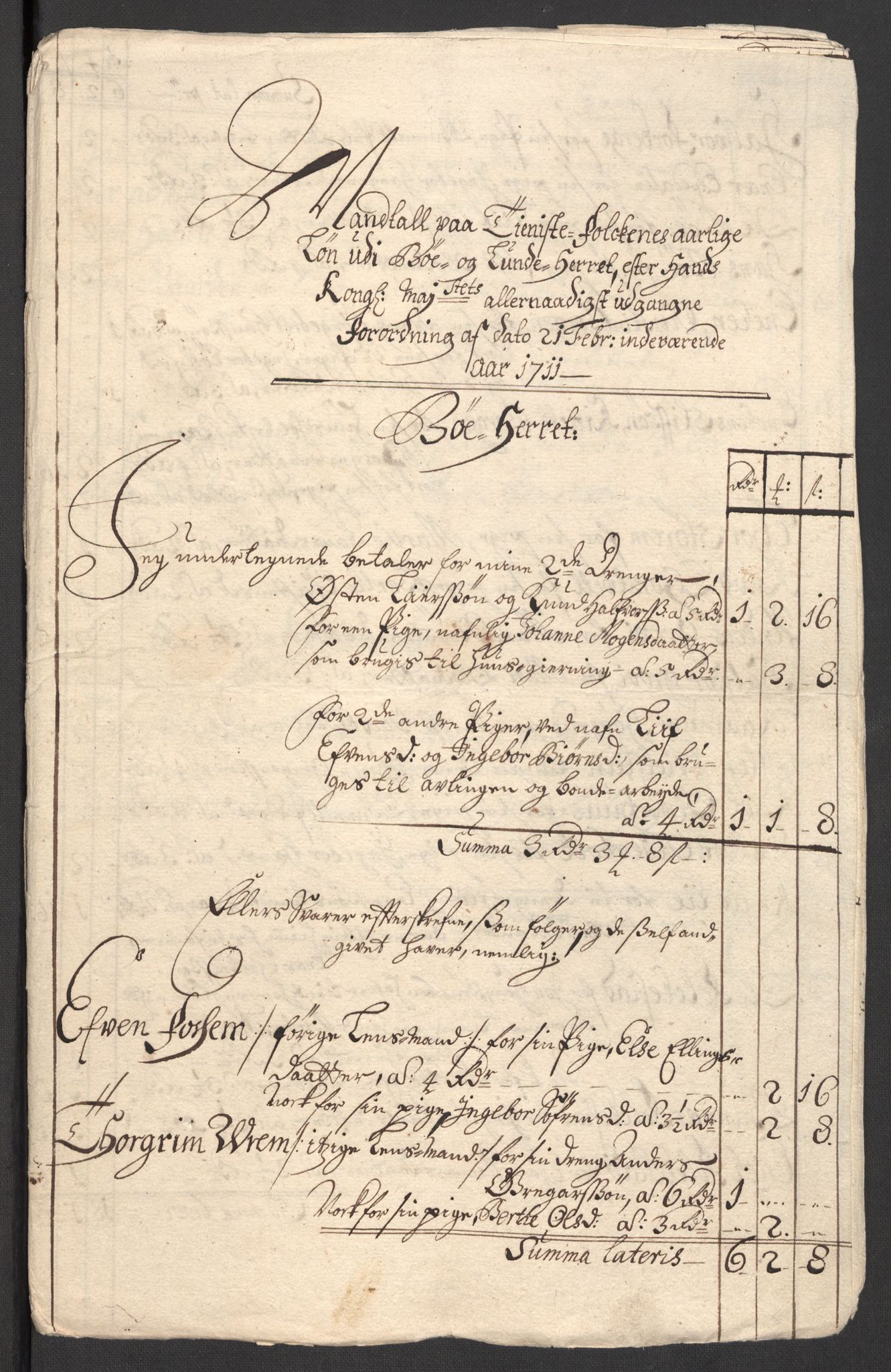 Rentekammeret inntil 1814, Reviderte regnskaper, Fogderegnskap, RA/EA-4092/R36/L2121: Fogderegnskap Øvre og Nedre Telemark og Bamble, 1711, p. 127