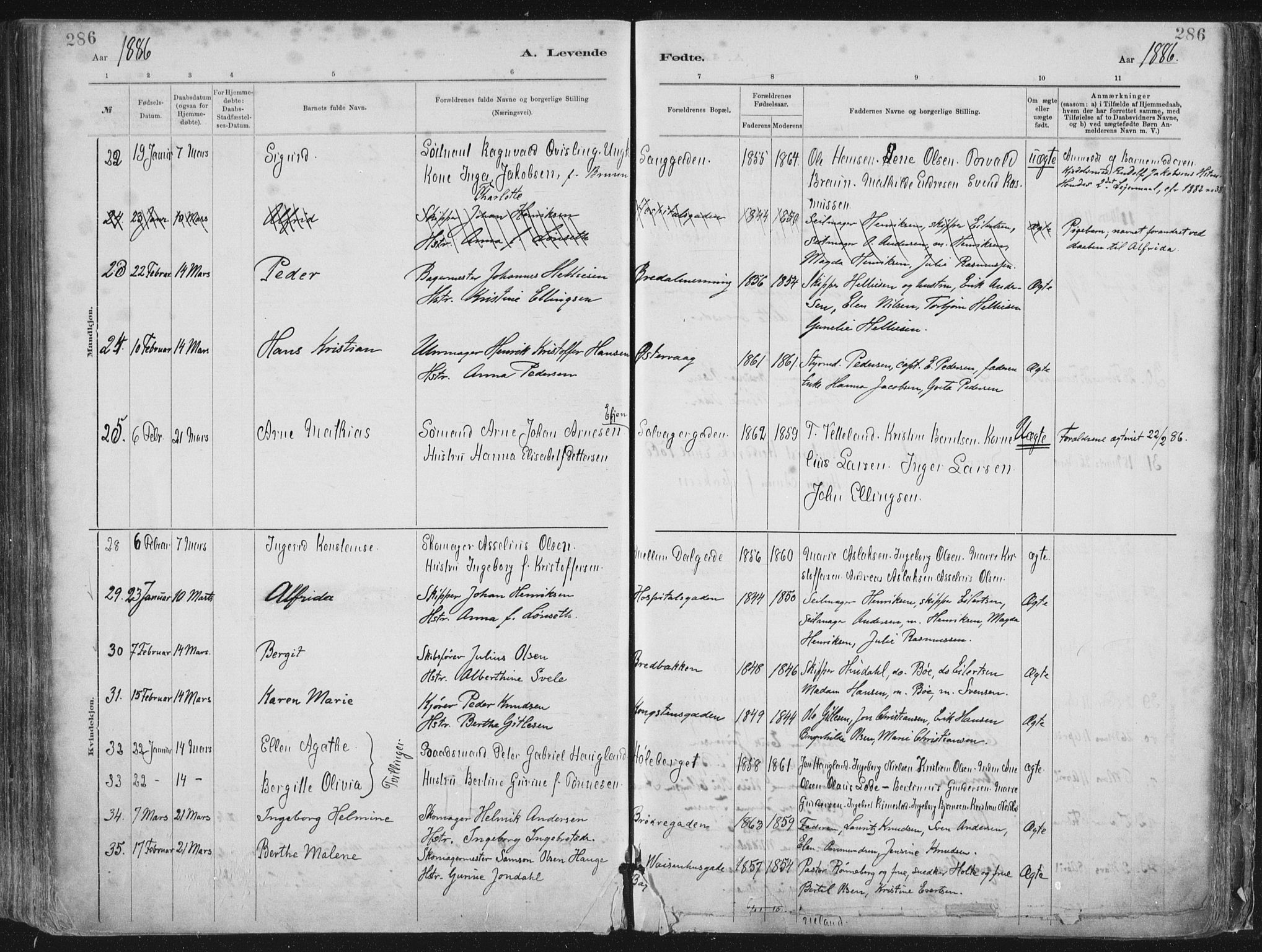 St. Petri sokneprestkontor, AV/SAST-A-101813/001/30/30BA/L0015: Parish register (official) no. A 15, 1879-1888, p. 286