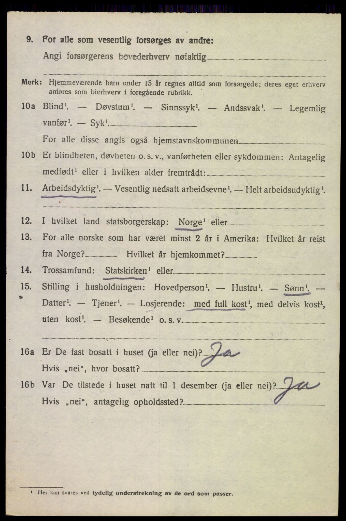 SAK, 1920 census for Oddernes, 1920, p. 11148