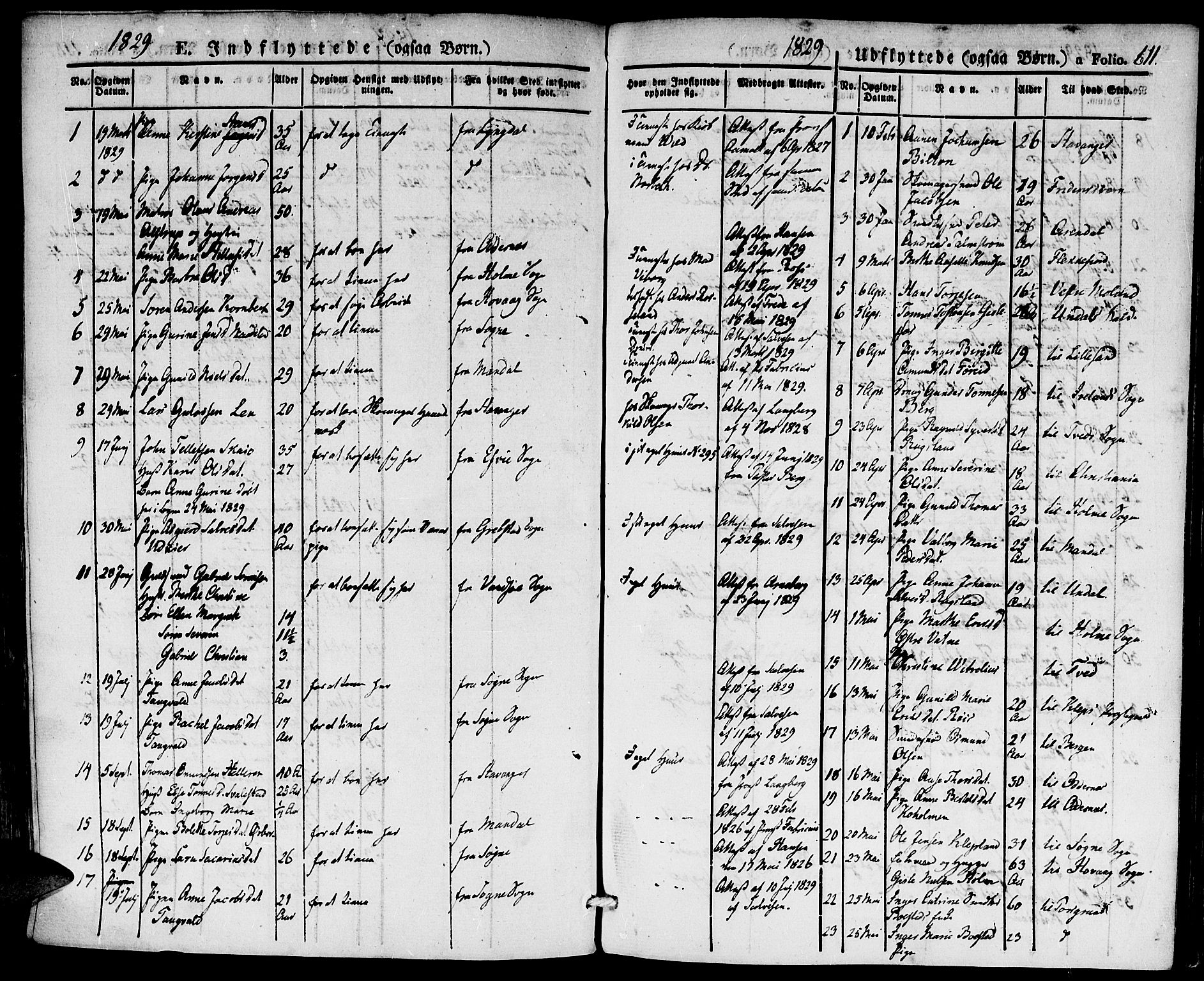 Kristiansand domprosti, SAK/1112-0006/F/Fa/L0011: Parish register (official) no. A 11, 1827-1841, p. 611