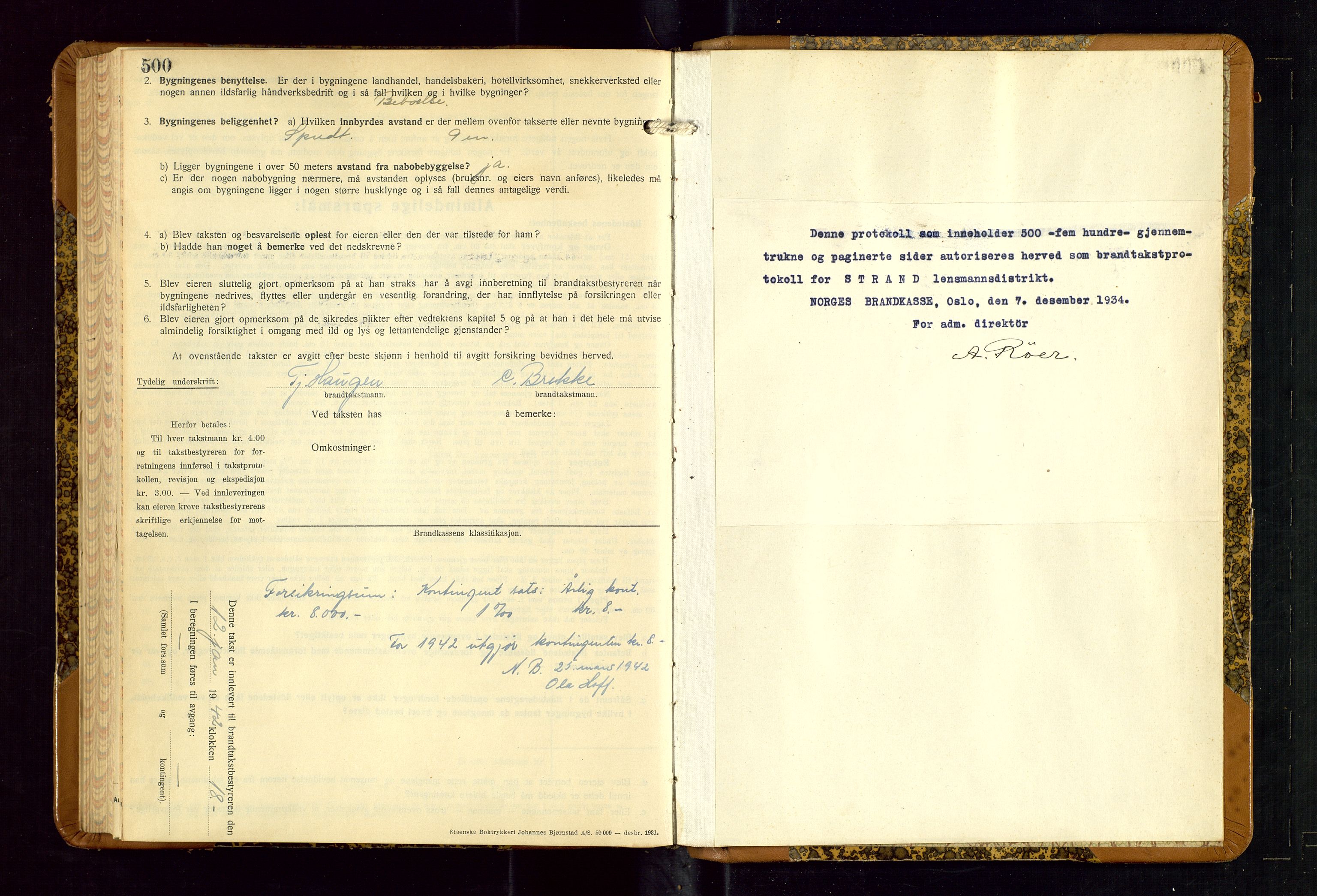 Strand og Forsand lensmannskontor, AV/SAST-A-100451/Gob/L0001: Branntakstprotokoll, 1935-1942, p. 500