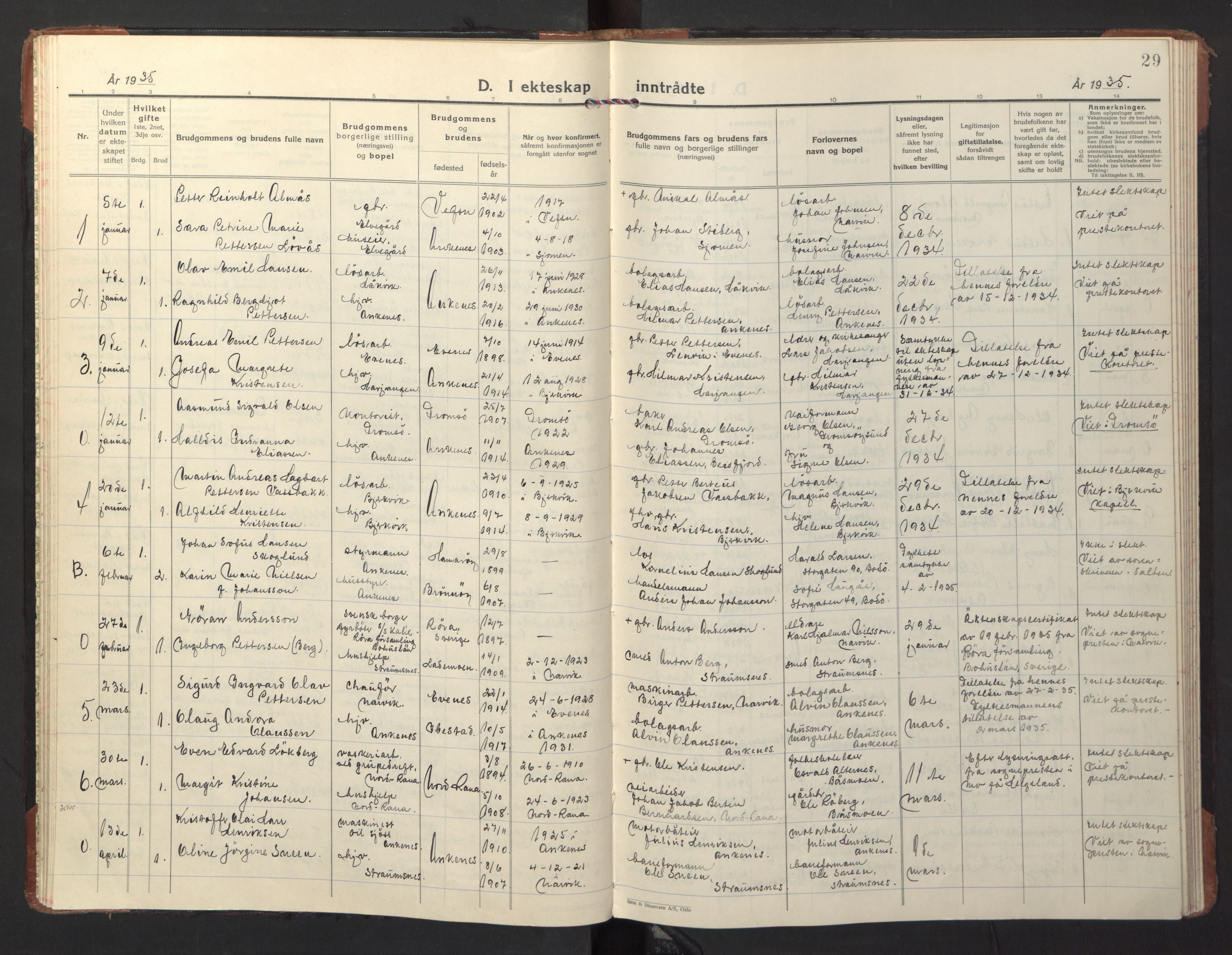 Ministerialprotokoller, klokkerbøker og fødselsregistre - Nordland, AV/SAT-A-1459/866/L0948: Parish register (official) no. 866A11, 1929-1949, p. 29