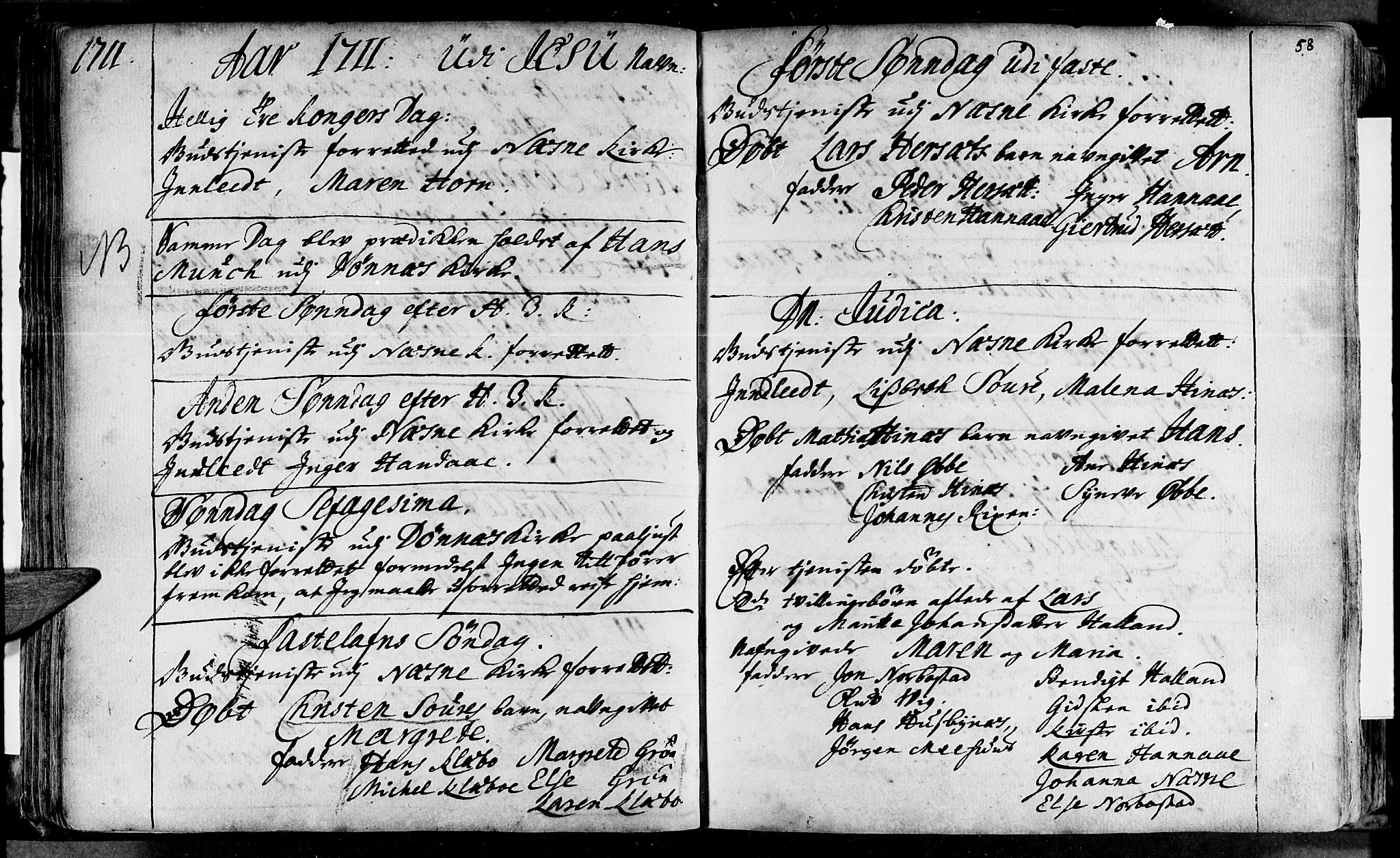 Ministerialprotokoller, klokkerbøker og fødselsregistre - Nordland, AV/SAT-A-1459/838/L0542: Parish register (official) no. 838A01, 1704-1737, p. 58