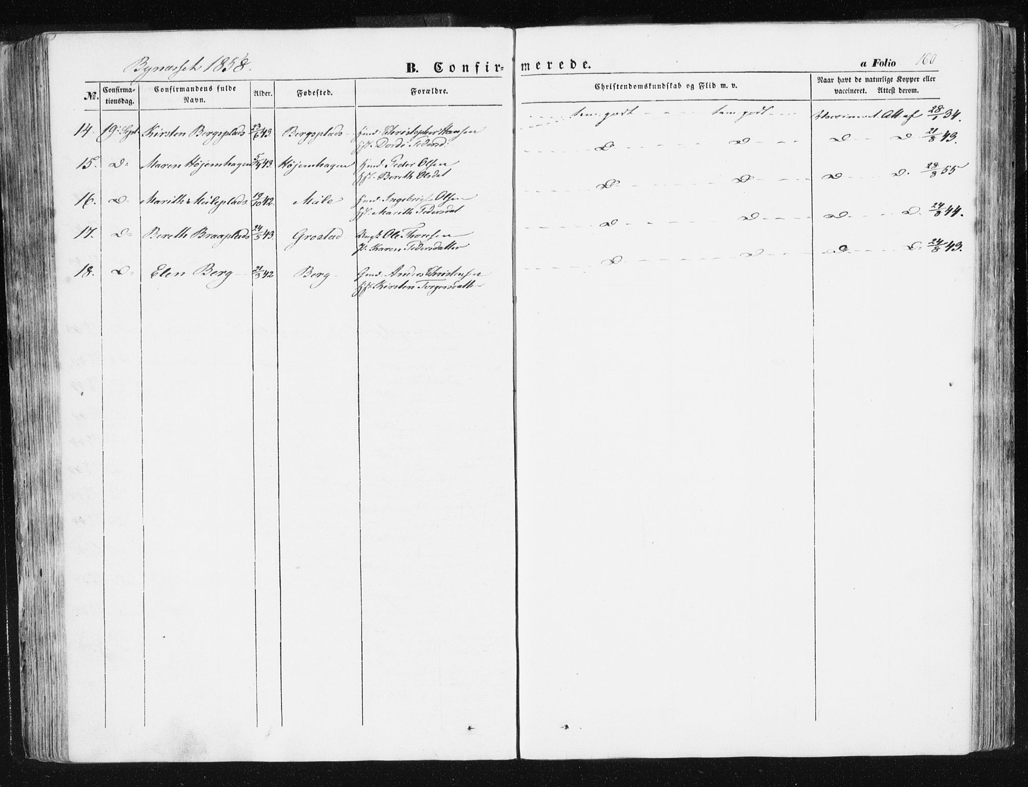 Ministerialprotokoller, klokkerbøker og fødselsregistre - Sør-Trøndelag, AV/SAT-A-1456/612/L0376: Parish register (official) no. 612A08, 1846-1859, p. 160