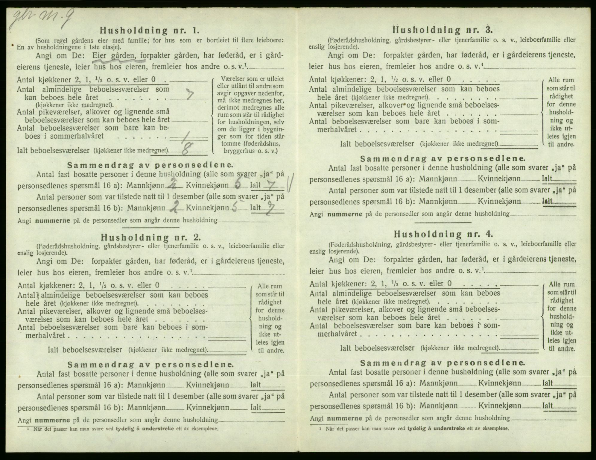 SAB, 1920 census for Fjelberg, 1920, p. 146