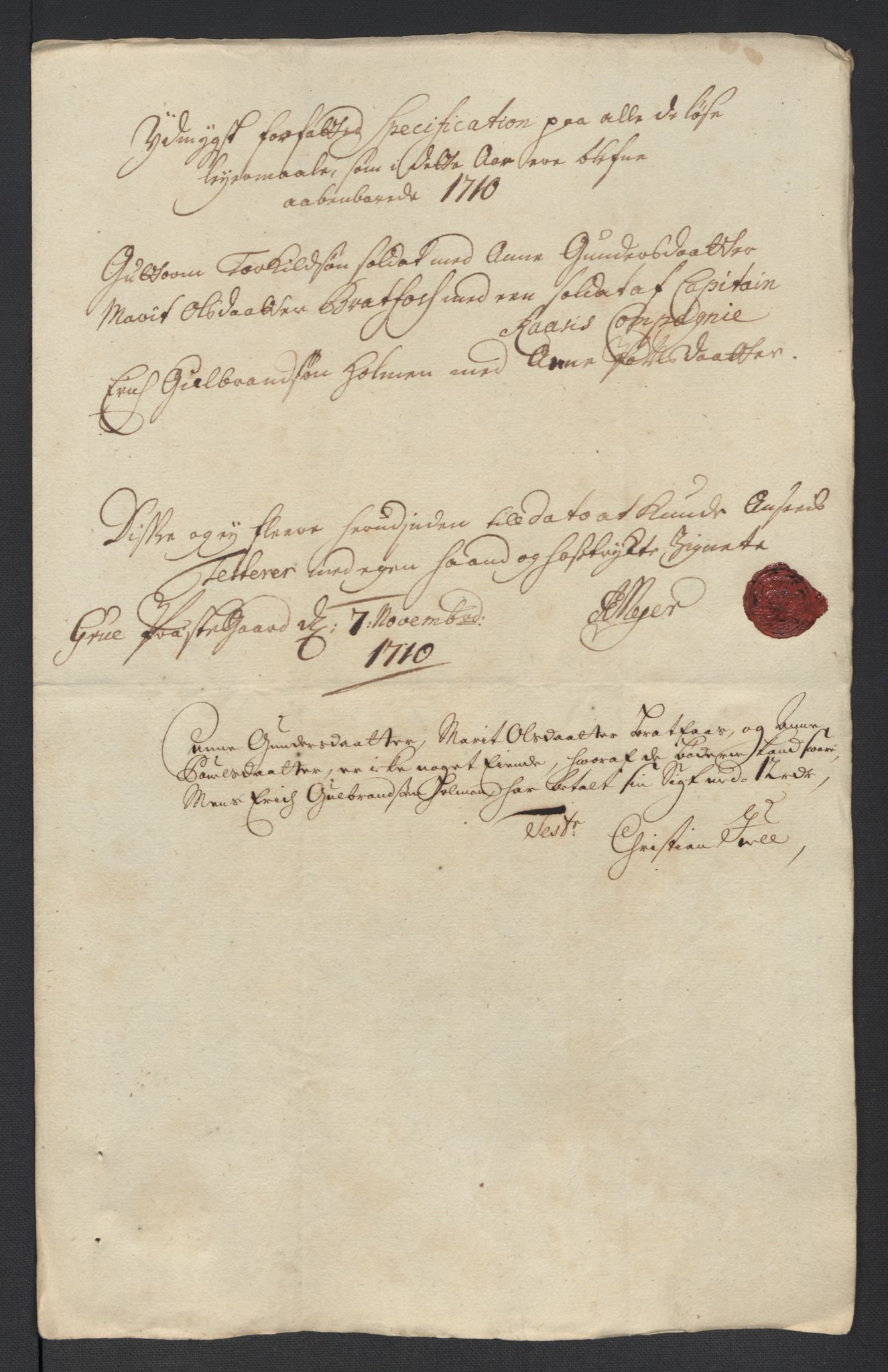 Rentekammeret inntil 1814, Reviderte regnskaper, Fogderegnskap, AV/RA-EA-4092/R13/L0847: Fogderegnskap Solør, Odal og Østerdal, 1710, p. 121