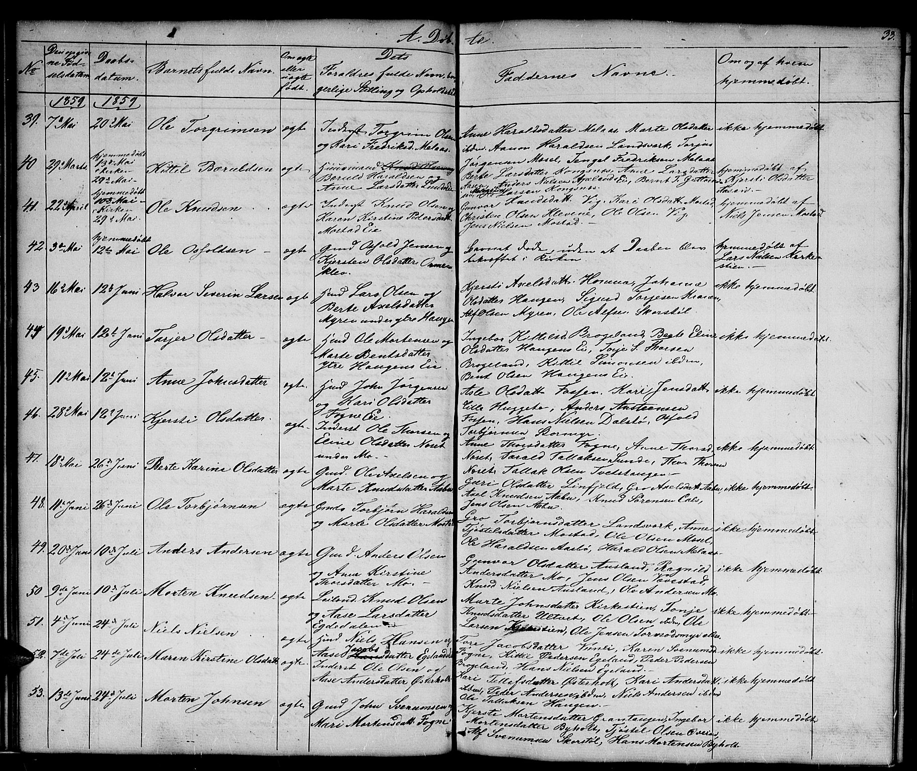 Gjerstad sokneprestkontor, AV/SAK-1111-0014/F/Fb/Fba/L0005: Parish register (copy) no. B 5, 1853-1867, p. 33