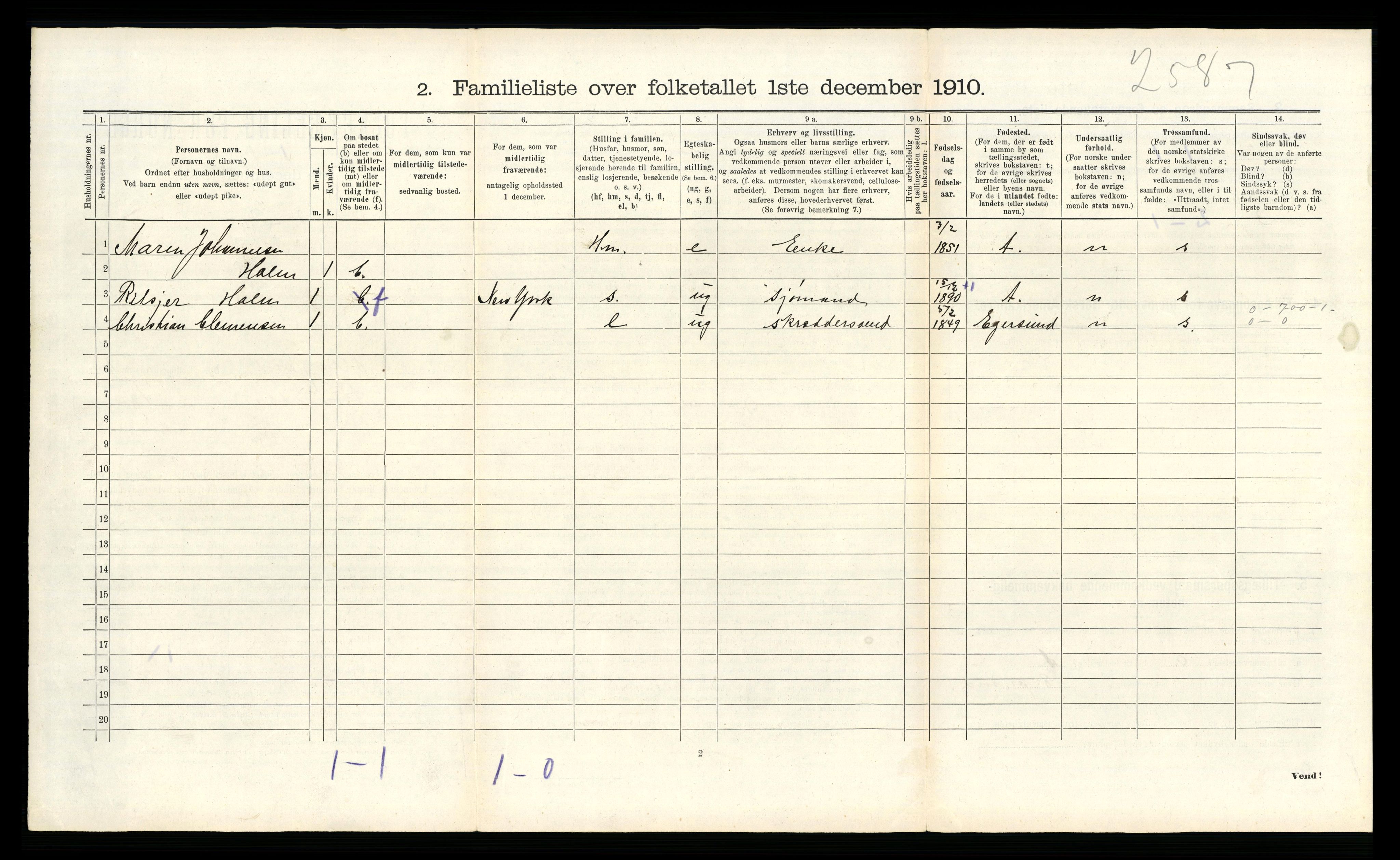 RA, 1910 census for Kragerø, 1910, p. 715