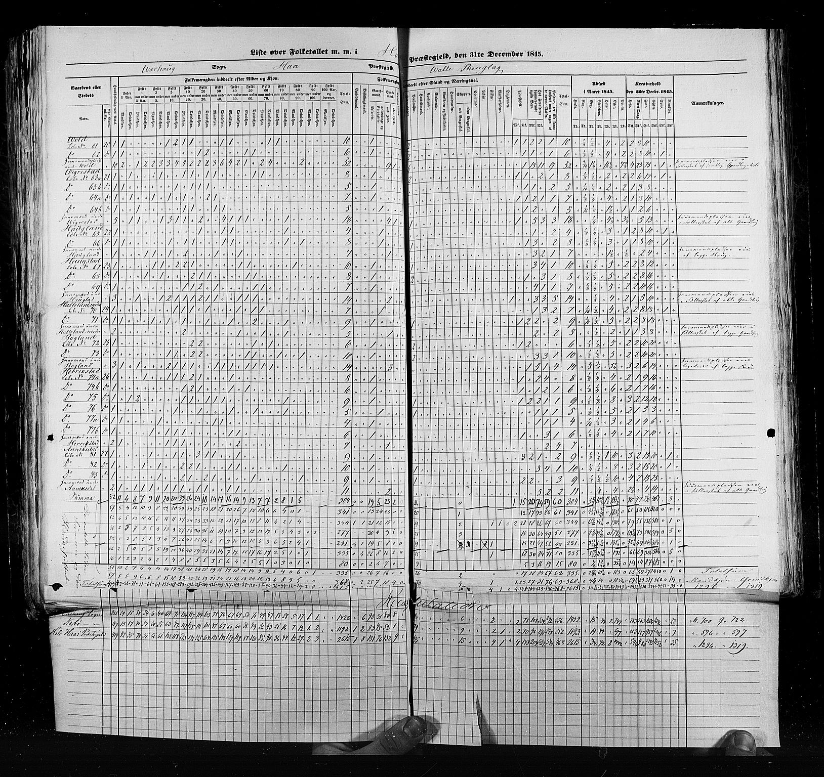 RA, Census 1845, vol. 6: Lister og Mandal amt og Stavanger amt, 1845