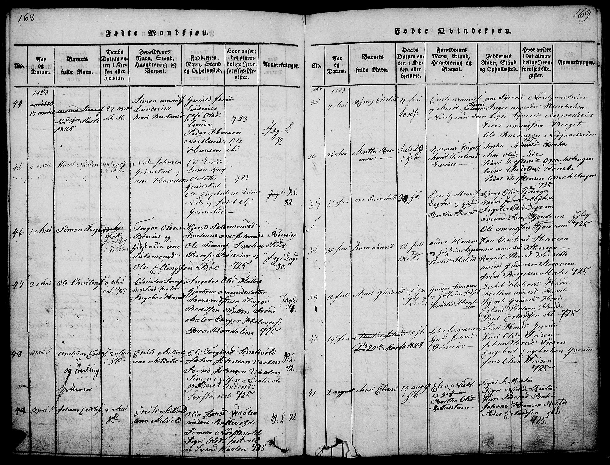 Gausdal prestekontor, AV/SAH-PREST-090/H/Ha/Haa/L0005: Parish register (official) no. 5, 1817-1829, p. 168-169