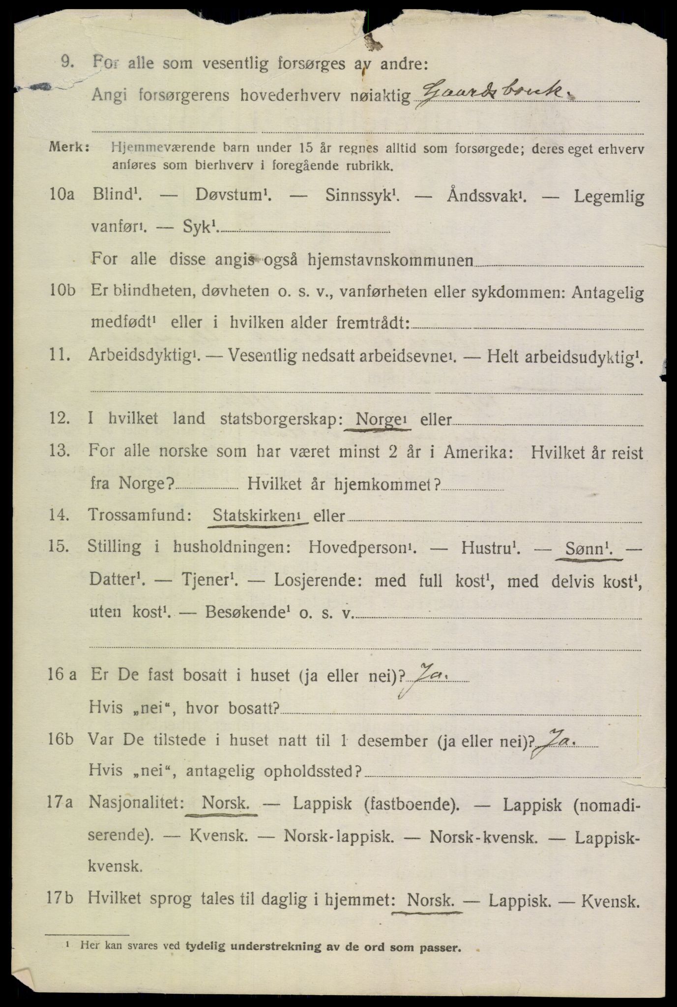 SAT, 1920 census for Saltdal, 1920, p. 2840