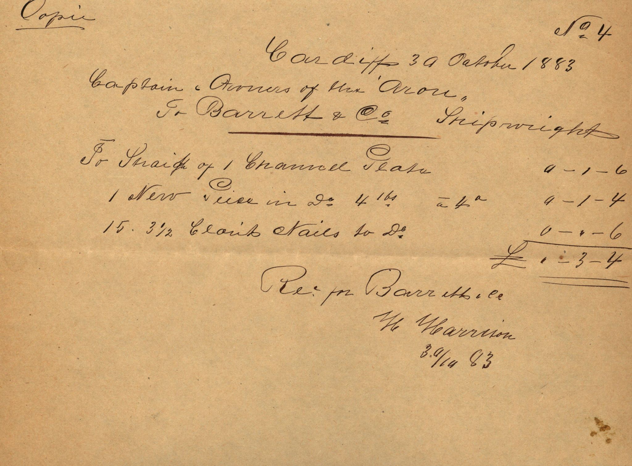 Pa 63 - Østlandske skibsassuranceforening, VEMU/A-1079/G/Ga/L0016/0016: Havaridokumenter / St. Petersburg, Ariel, B.M. Width, Aron, 1883, p. 15