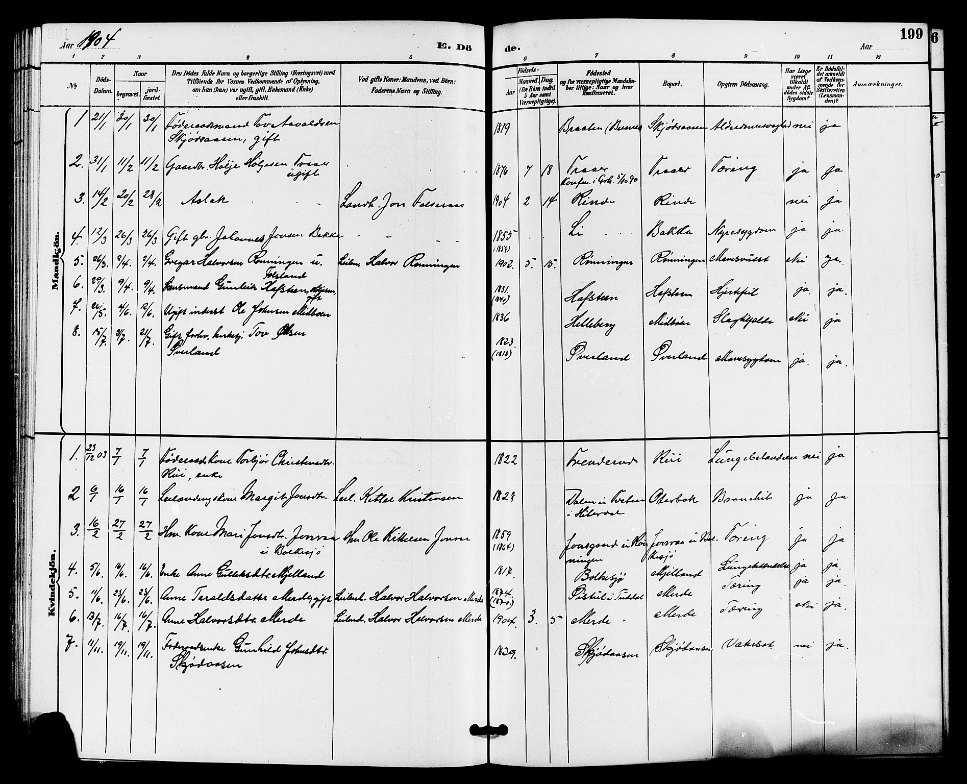 Gransherad kirkebøker, AV/SAKO-A-267/G/Ga/L0003: Parish register (copy) no. I 3, 1887-1915, p. 199