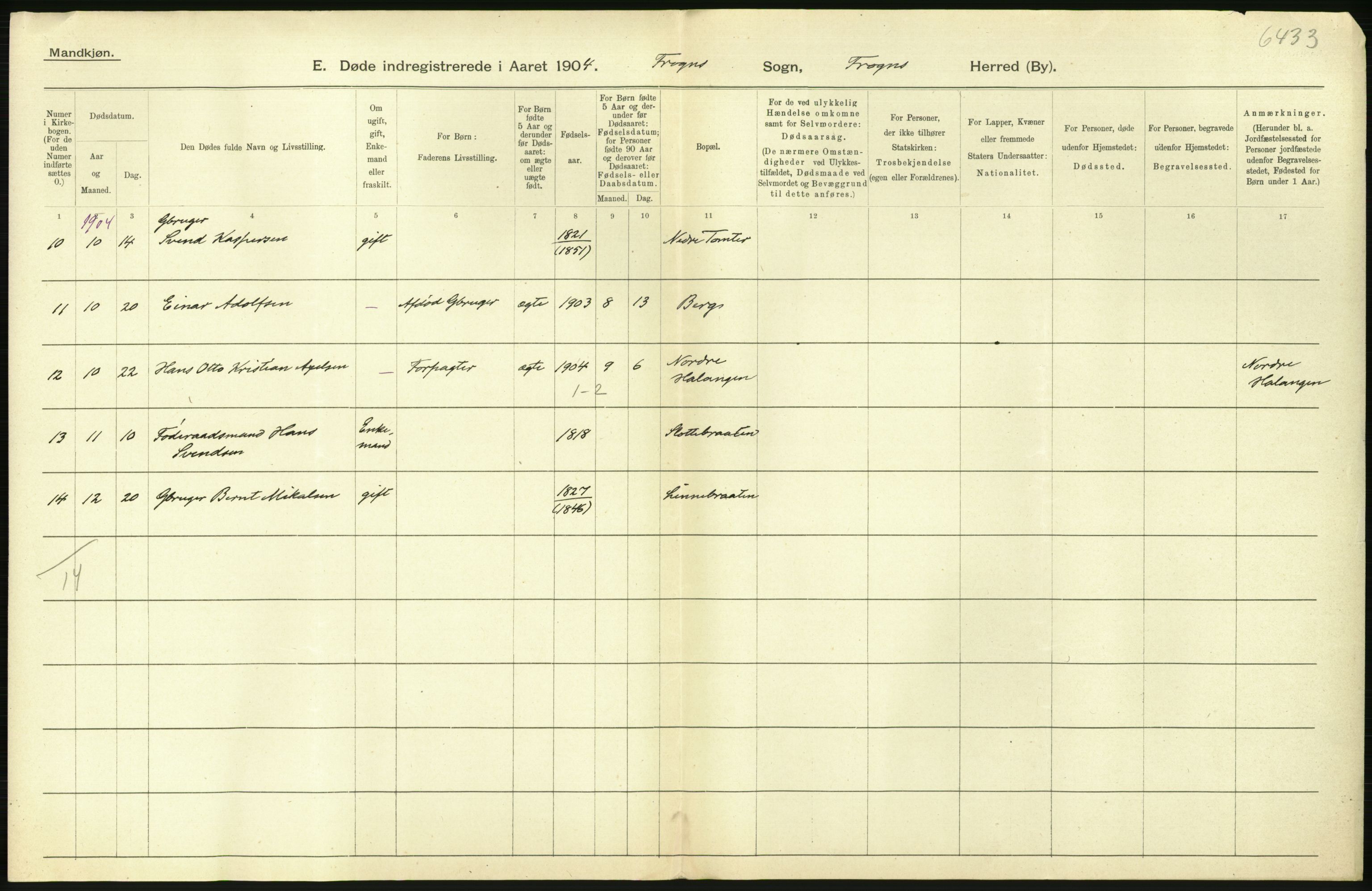 Statistisk sentralbyrå, Sosiodemografiske emner, Befolkning, AV/RA-S-2228/D/Df/Dfa/Dfab/L0002: Akershus amt: Fødte, gifte, døde, 1904, p. 798