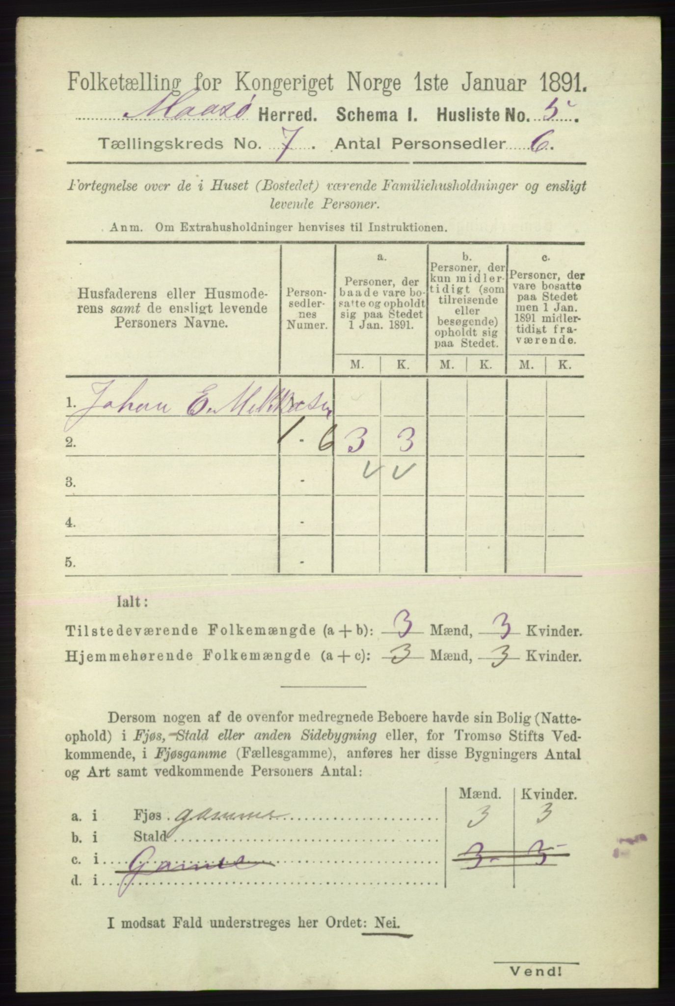 RA, 1891 census for 2018 Måsøy, 1891, p. 1389