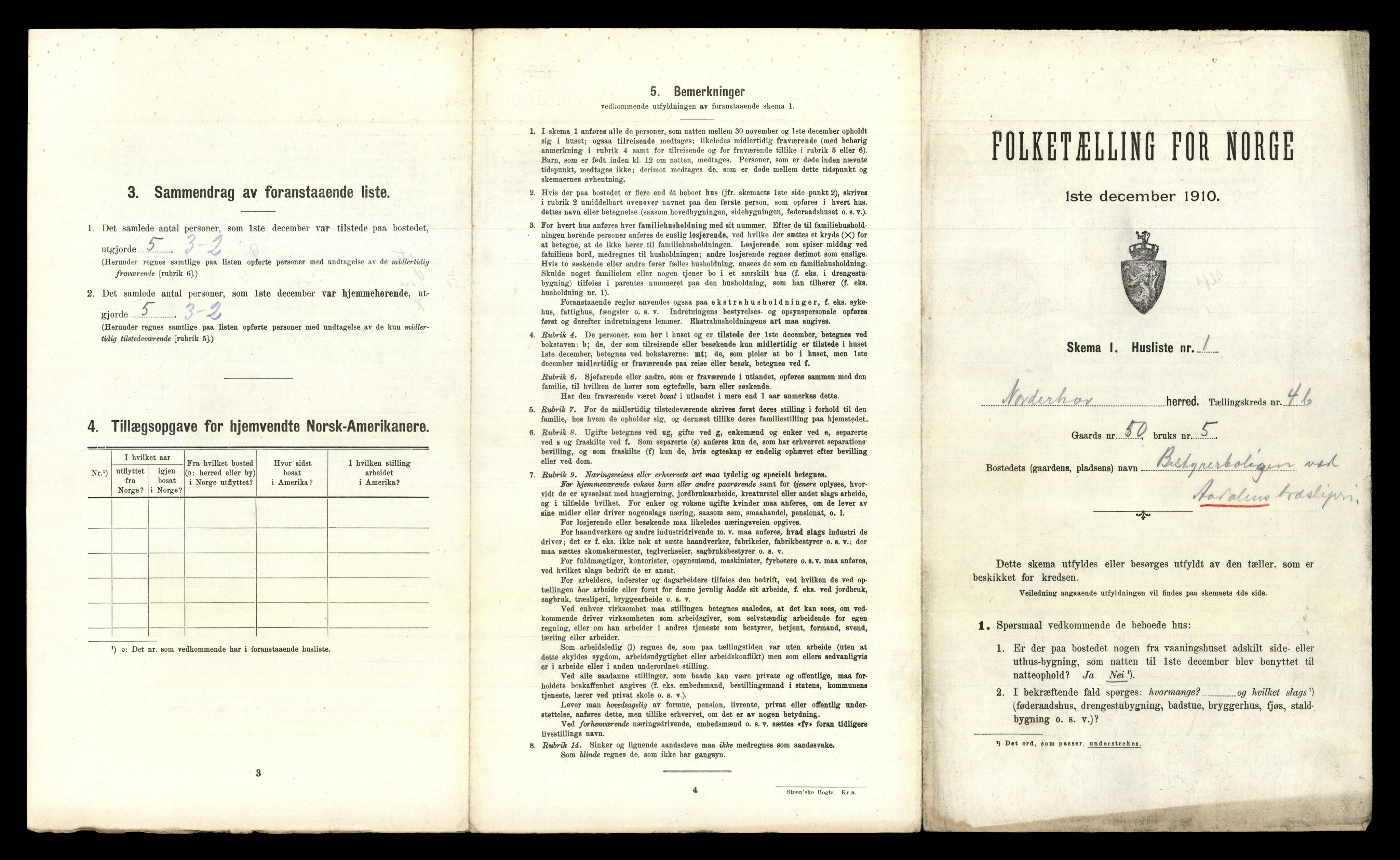 RA, 1910 census for Norderhov, 1910, p. 1162