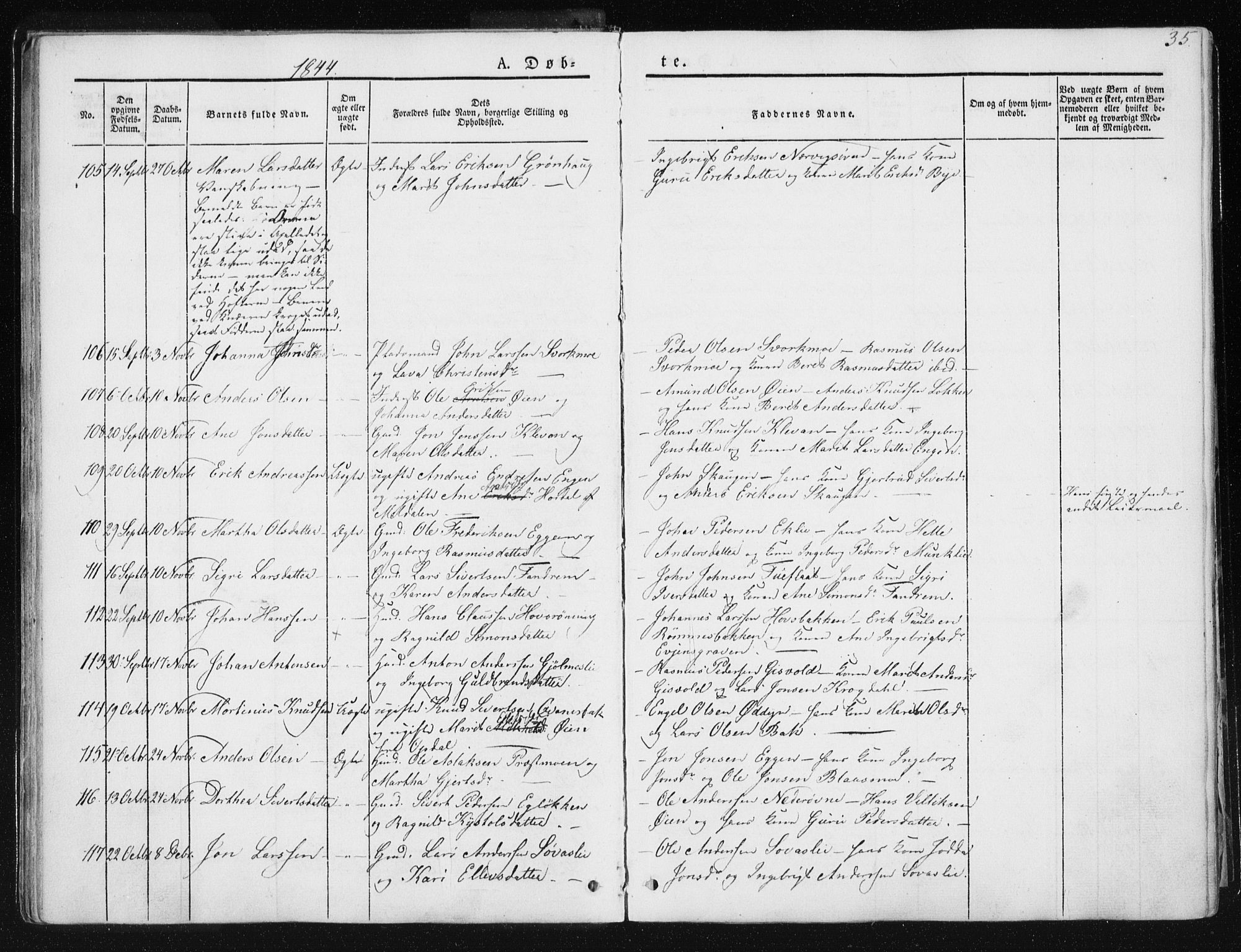 Ministerialprotokoller, klokkerbøker og fødselsregistre - Sør-Trøndelag, SAT/A-1456/668/L0805: Parish register (official) no. 668A05, 1840-1853, p. 35