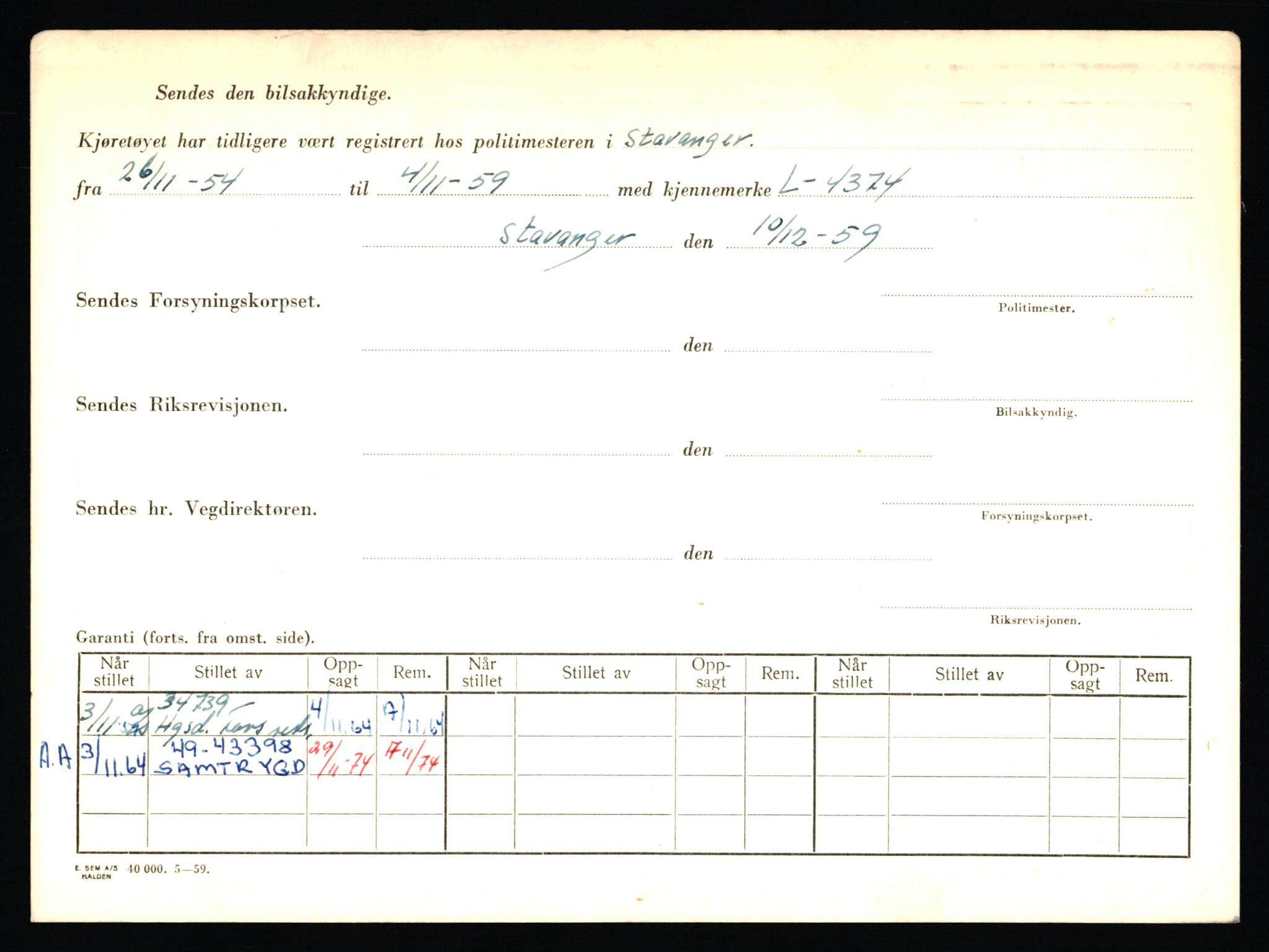 Stavanger trafikkstasjon, AV/SAST-A-101942/0/F/L0020: L-11000 - L-11499, 1930-1971, p. 138