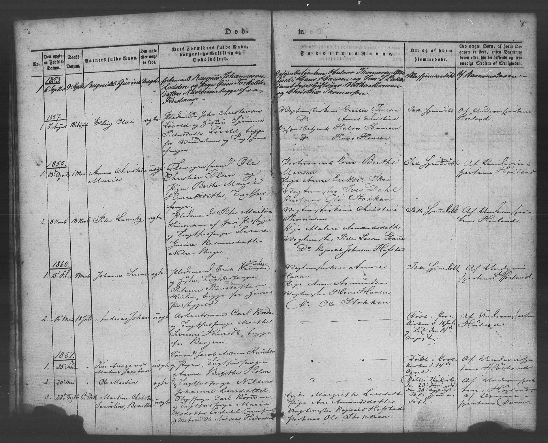 Bergens straffeanstalt, SAB/A-100323: Parish register (official) no. A 1, 1841-1884, p. 5