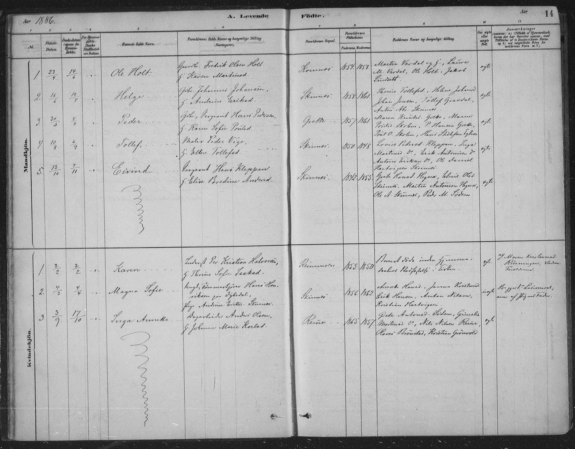 Sandsvær kirkebøker, AV/SAKO-A-244/F/Fe/L0001: Parish register (official) no. V 1, 1878-1936, p. 14