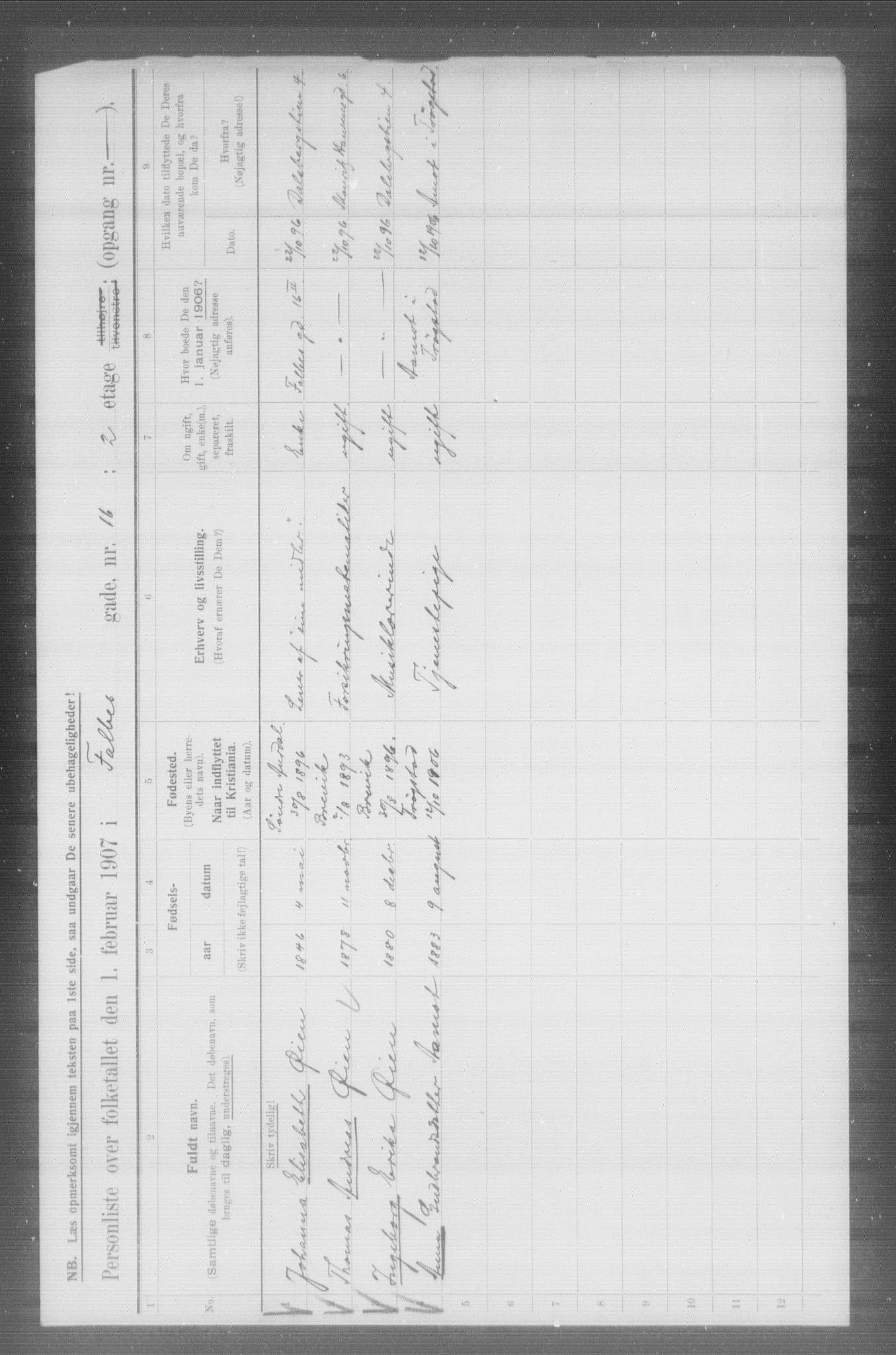 OBA, Municipal Census 1907 for Kristiania, 1907, p. 11751