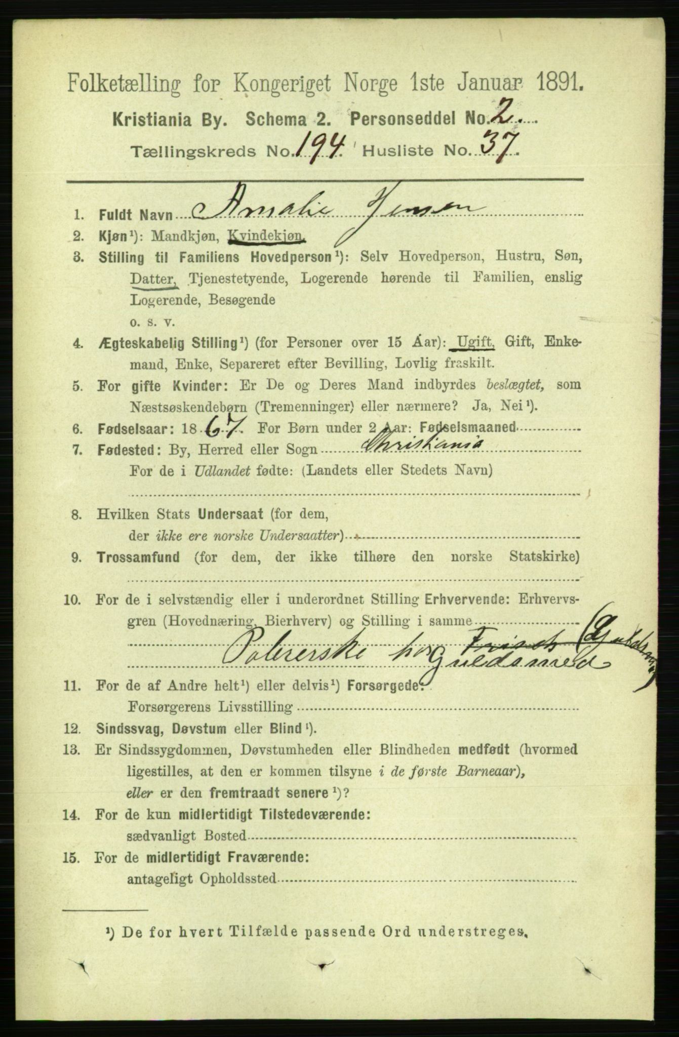 RA, 1891 census for 0301 Kristiania, 1891, p. 117424