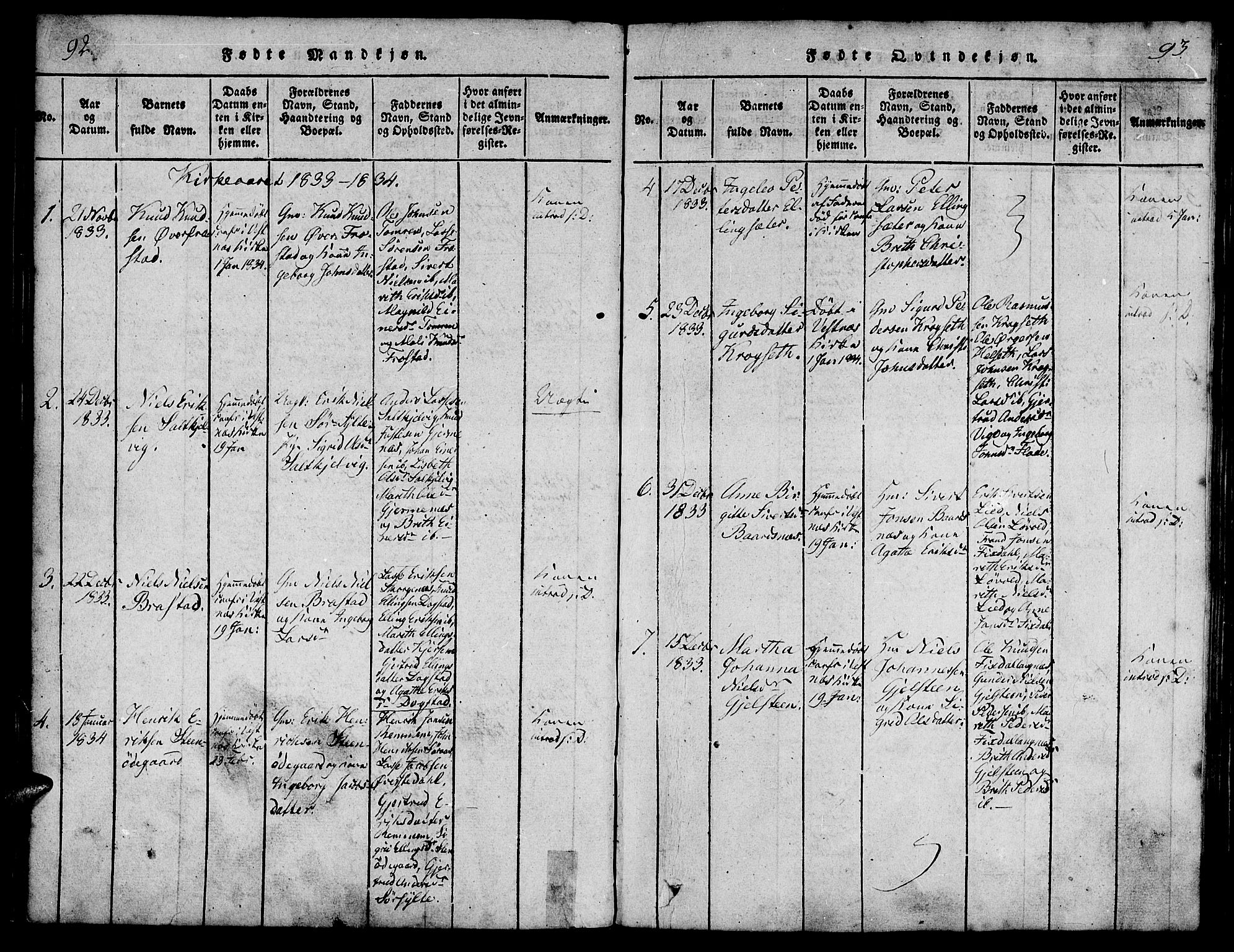 Ministerialprotokoller, klokkerbøker og fødselsregistre - Møre og Romsdal, AV/SAT-A-1454/539/L0528: Parish register (official) no. 539A01, 1818-1847, p. 92-93