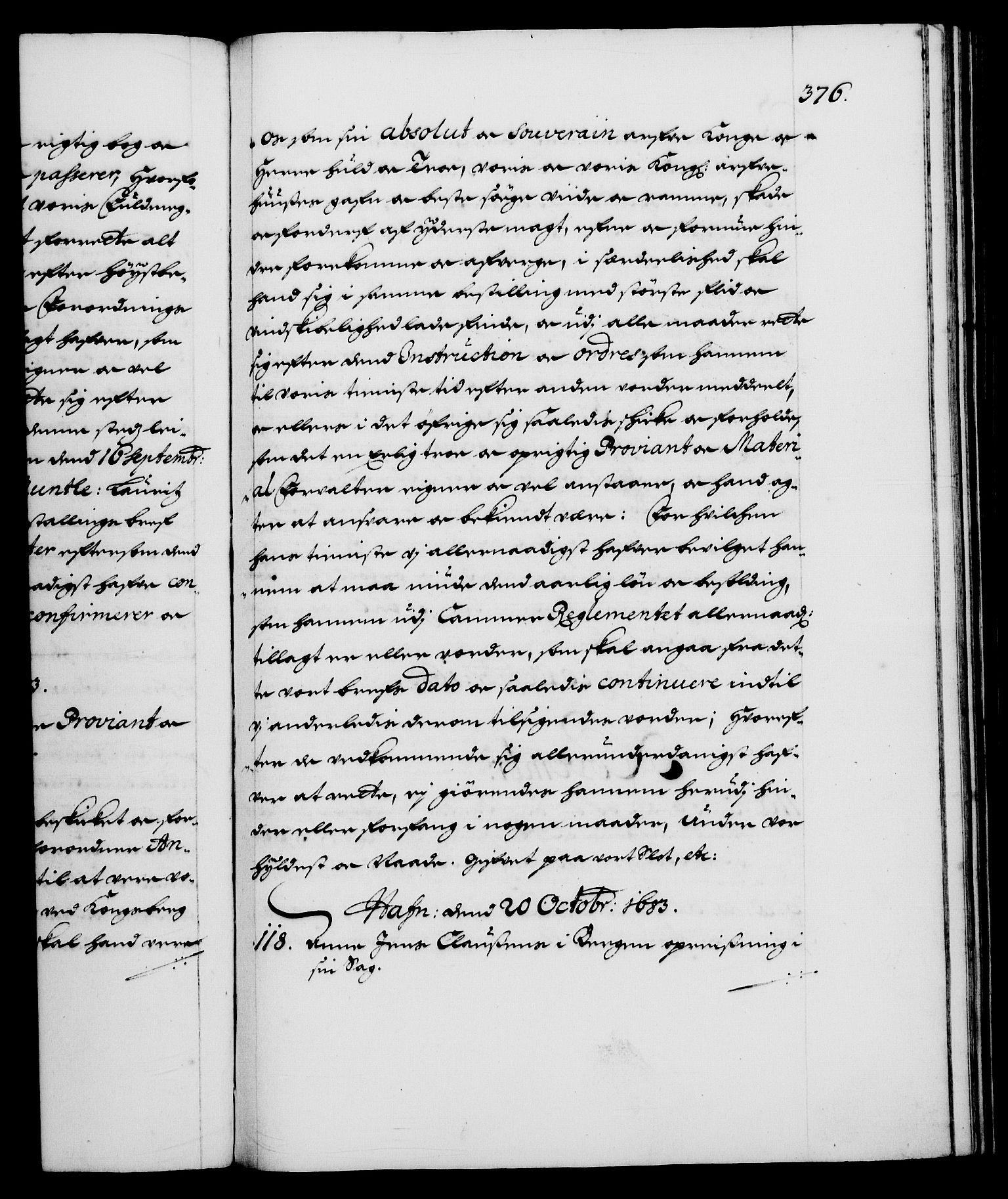 Danske Kanselli 1572-1799, RA/EA-3023/F/Fc/Fca/Fcaa/L0013: Norske registre (mikrofilm), 1681-1684, p. 376a