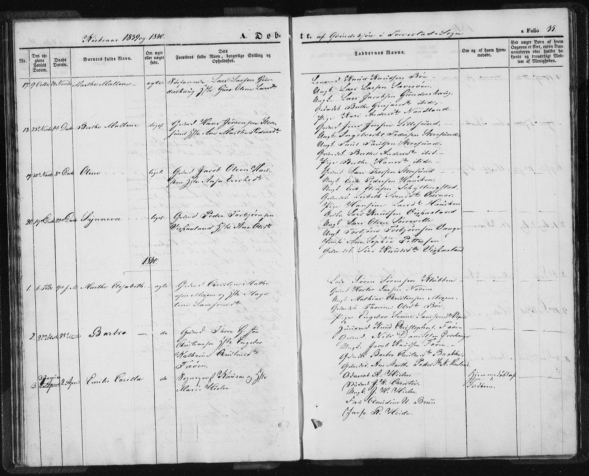 Torvastad sokneprestkontor, AV/SAST-A -101857/H/Ha/Haa/L0005: Parish register (official) no. A 5, 1836-1847, p. 35