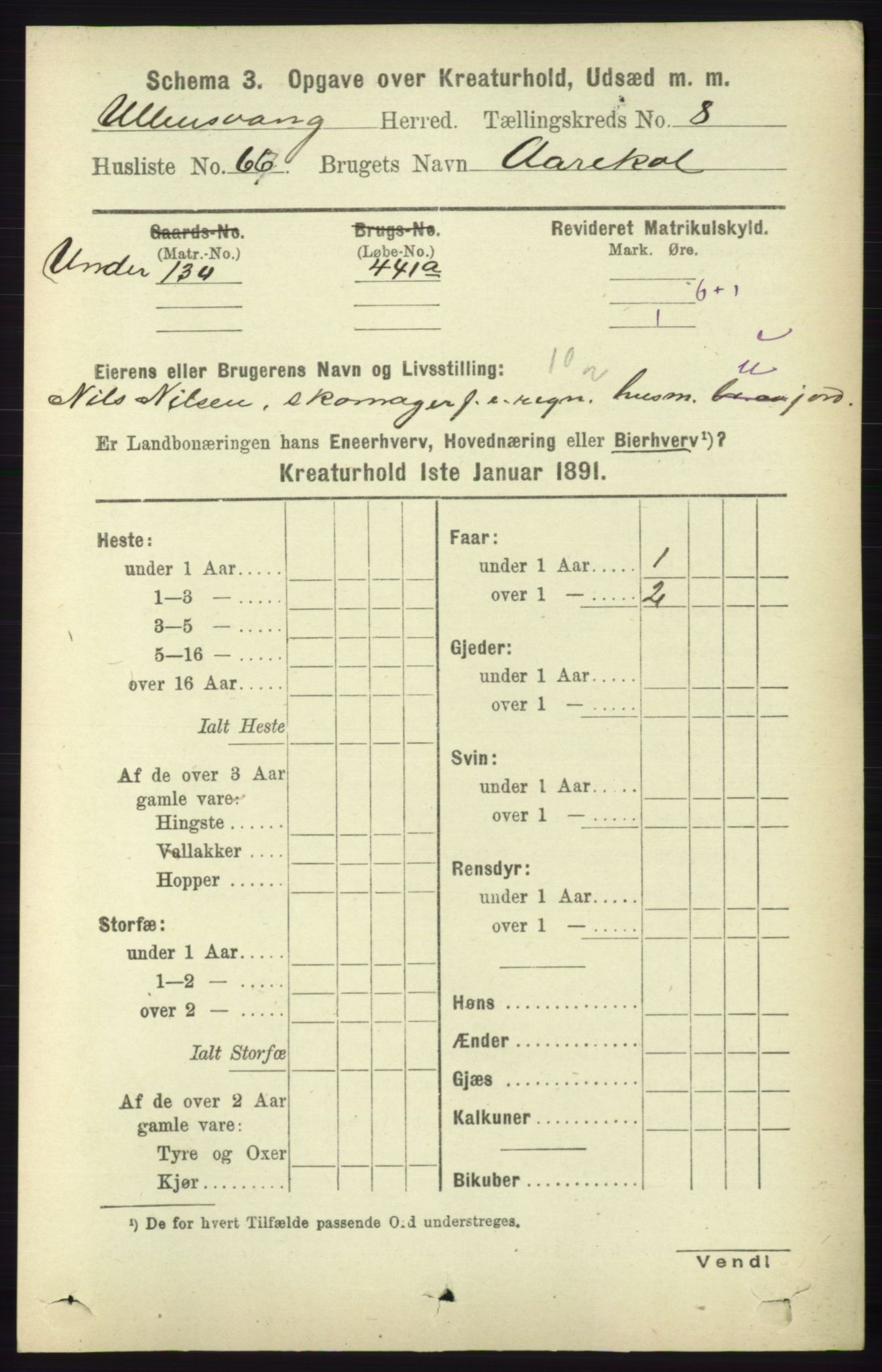 RA, 1891 census for 1230 Ullensvang, 1891, p. 7564