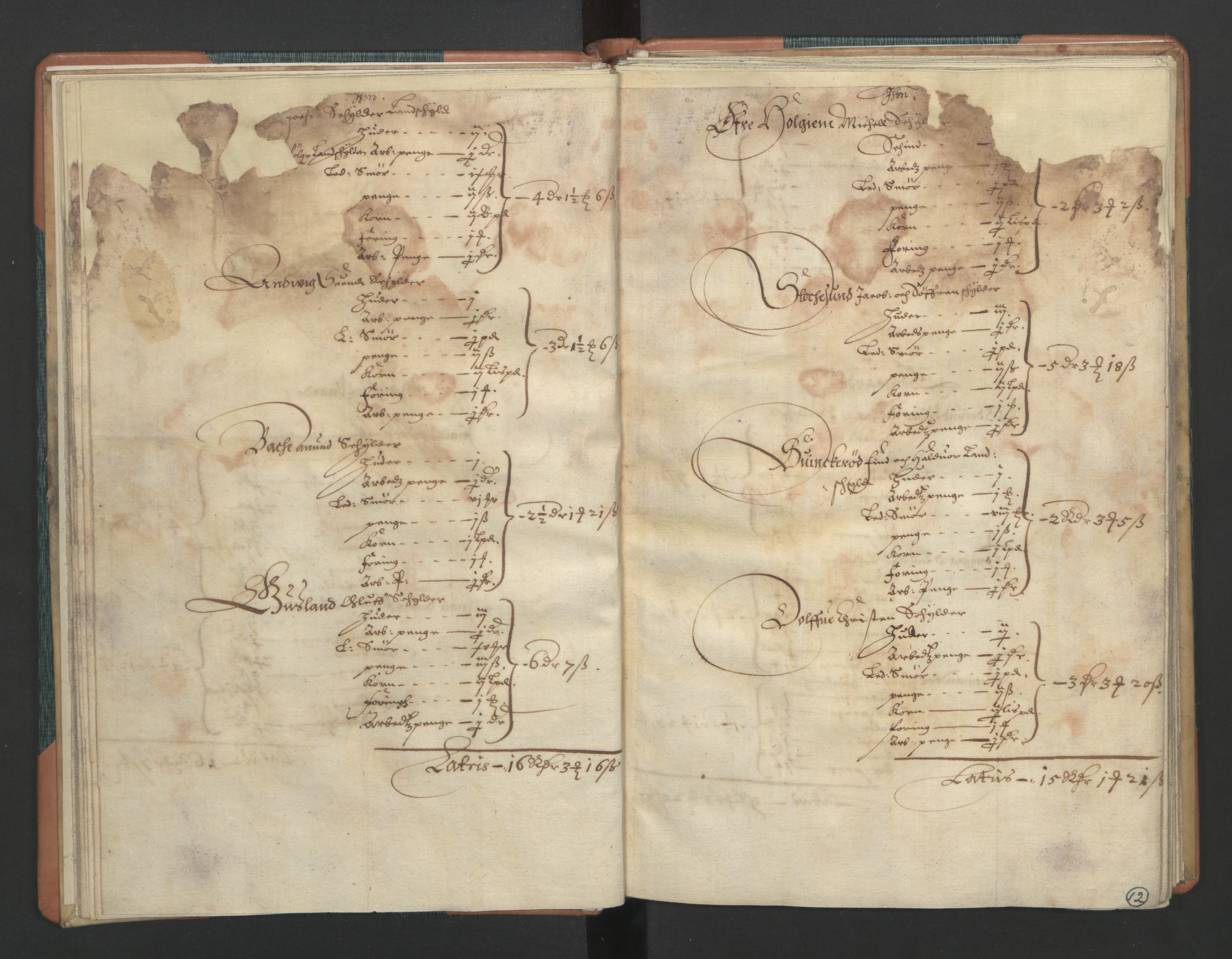 Rentekammeret inntil 1814, Realistisk ordnet avdeling, RA/EA-4070/L/L0015/0002: Tønsberg lagdømme. Brunla len: / Brunla len. Kronens jordebok, 1661, p. 11b-12a