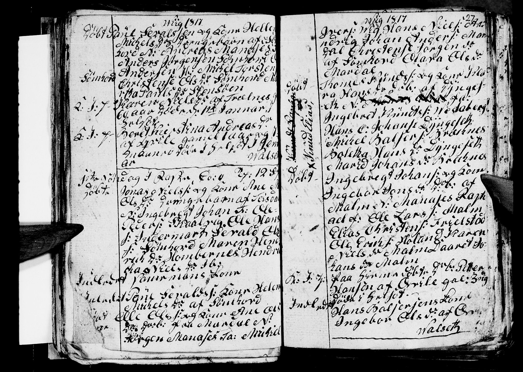Ministerialprotokoller, klokkerbøker og fødselsregistre - Nordland, SAT/A-1459/812/L0185: Parish register (copy) no. 812C03, 1815-1837, p. 27