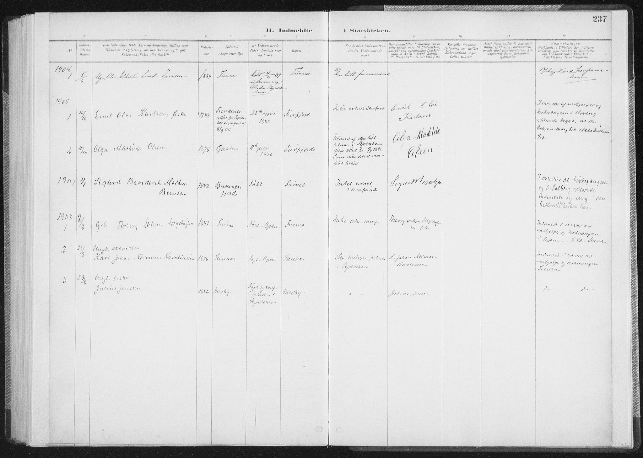 Ministerialprotokoller, klokkerbøker og fødselsregistre - Nordland, AV/SAT-A-1459/898/L1422: Parish register (official) no. 898A02, 1887-1908, p. 237