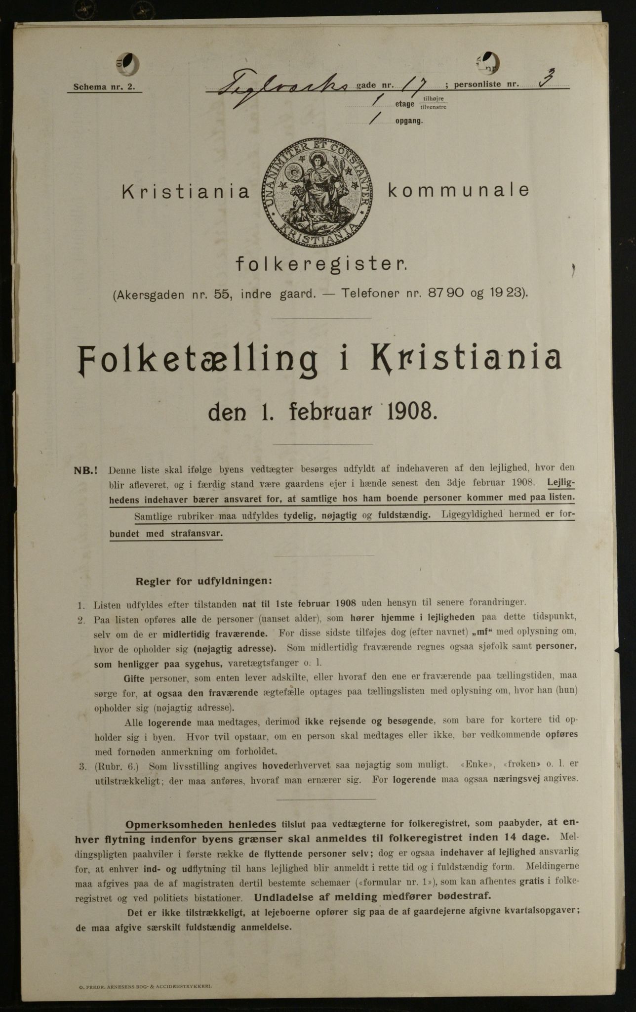 OBA, Municipal Census 1908 for Kristiania, 1908, p. 96681