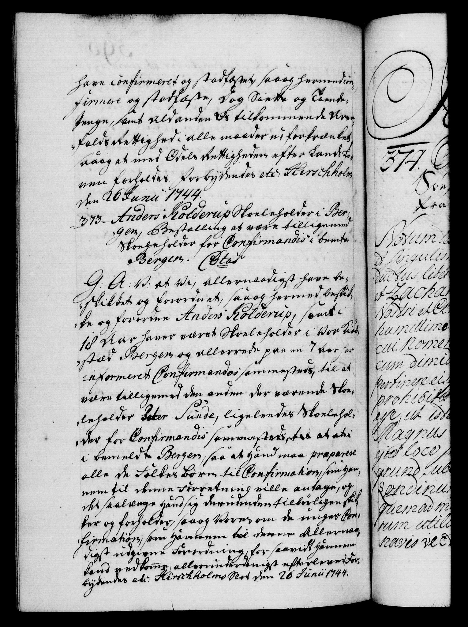 Danske Kanselli 1572-1799, AV/RA-EA-3023/F/Fc/Fca/Fcaa/L0033: Norske registre, 1743-1744, p. 596b