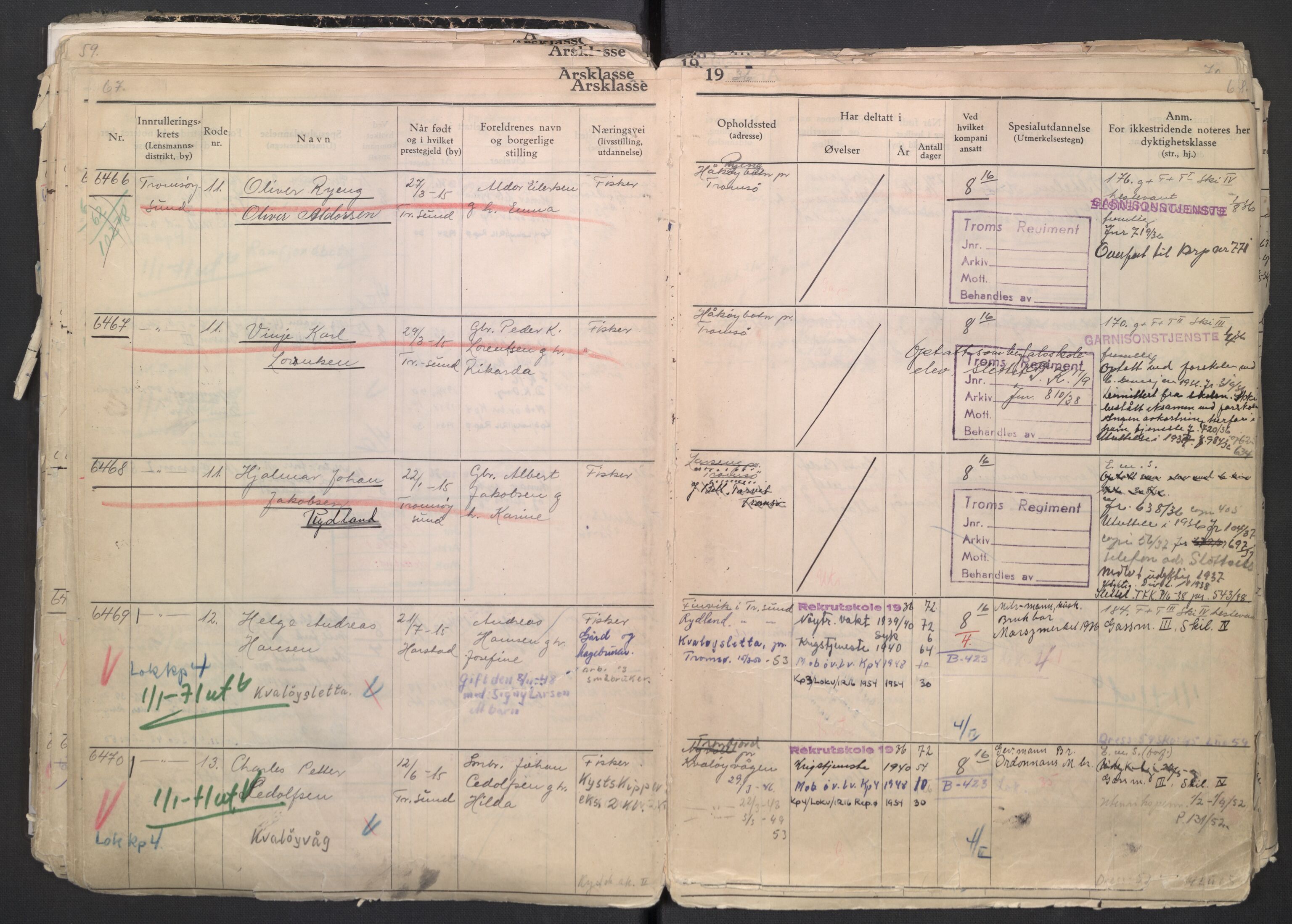 Forsvaret, Troms infanteriregiment nr. 16, AV/RA-RAFA-3146/P/Pa/L0007/0001: Ruller / Rulle for regimentets menige mannskaper, årsklasse 1936, 1936, p. 67