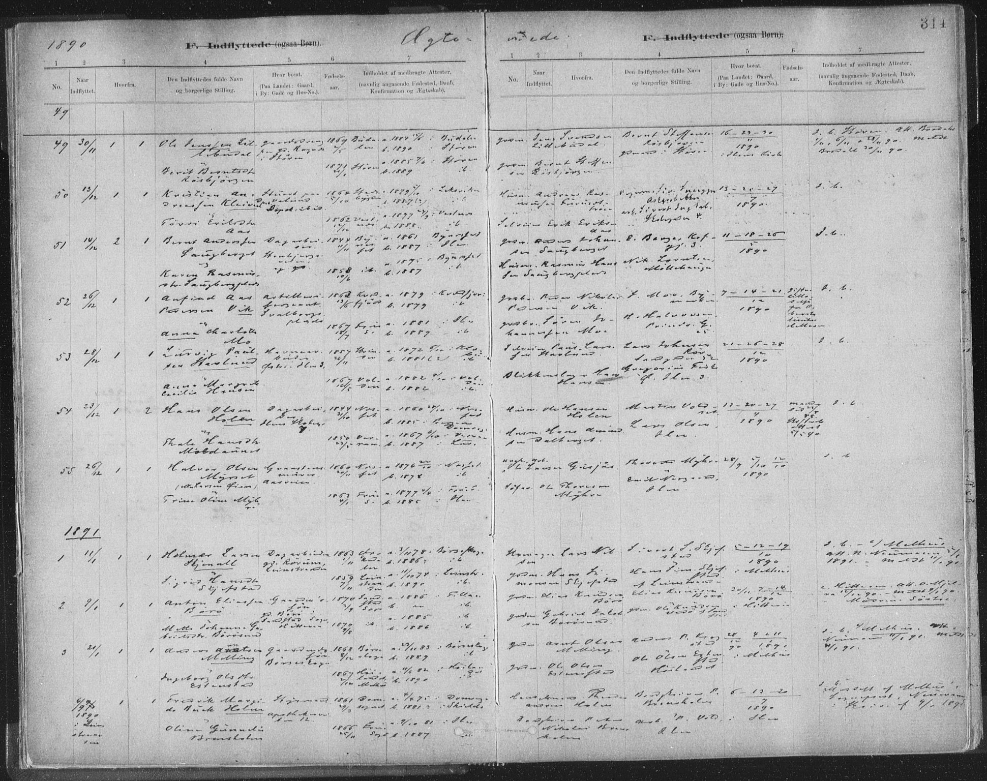 Ministerialprotokoller, klokkerbøker og fødselsregistre - Sør-Trøndelag, AV/SAT-A-1456/603/L0163: Parish register (official) no. 603A02, 1879-1895, p. 314