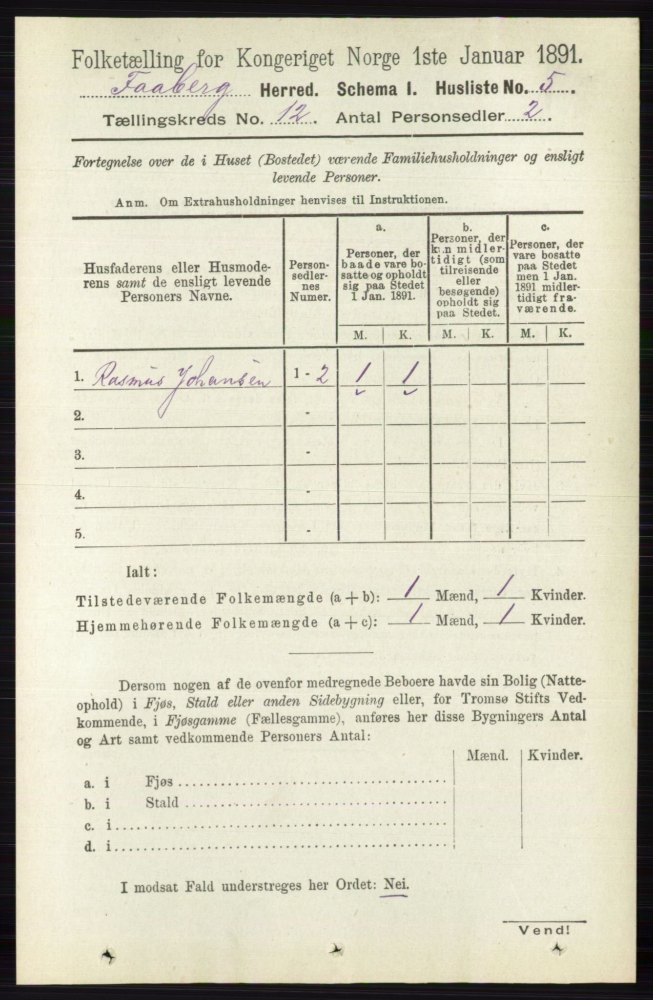 RA, 1891 census for 0524 Fåberg, 1891, p. 4697