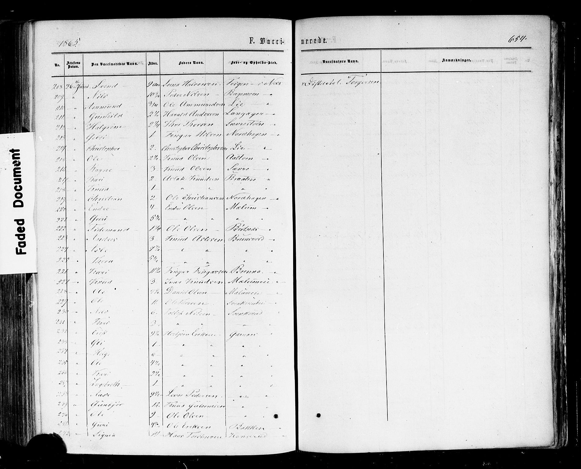 Nes kirkebøker, AV/SAKO-A-236/F/Fa/L0010: Parish register (official) no. 10, 1864-1880, p. 654