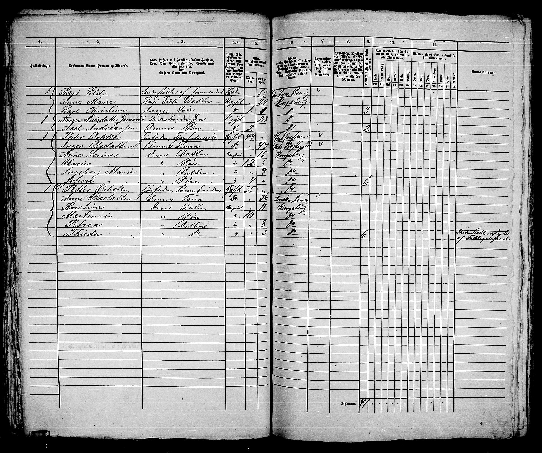 RA, 1865 census for Kongsberg/Kongsberg, 1865, p. 796