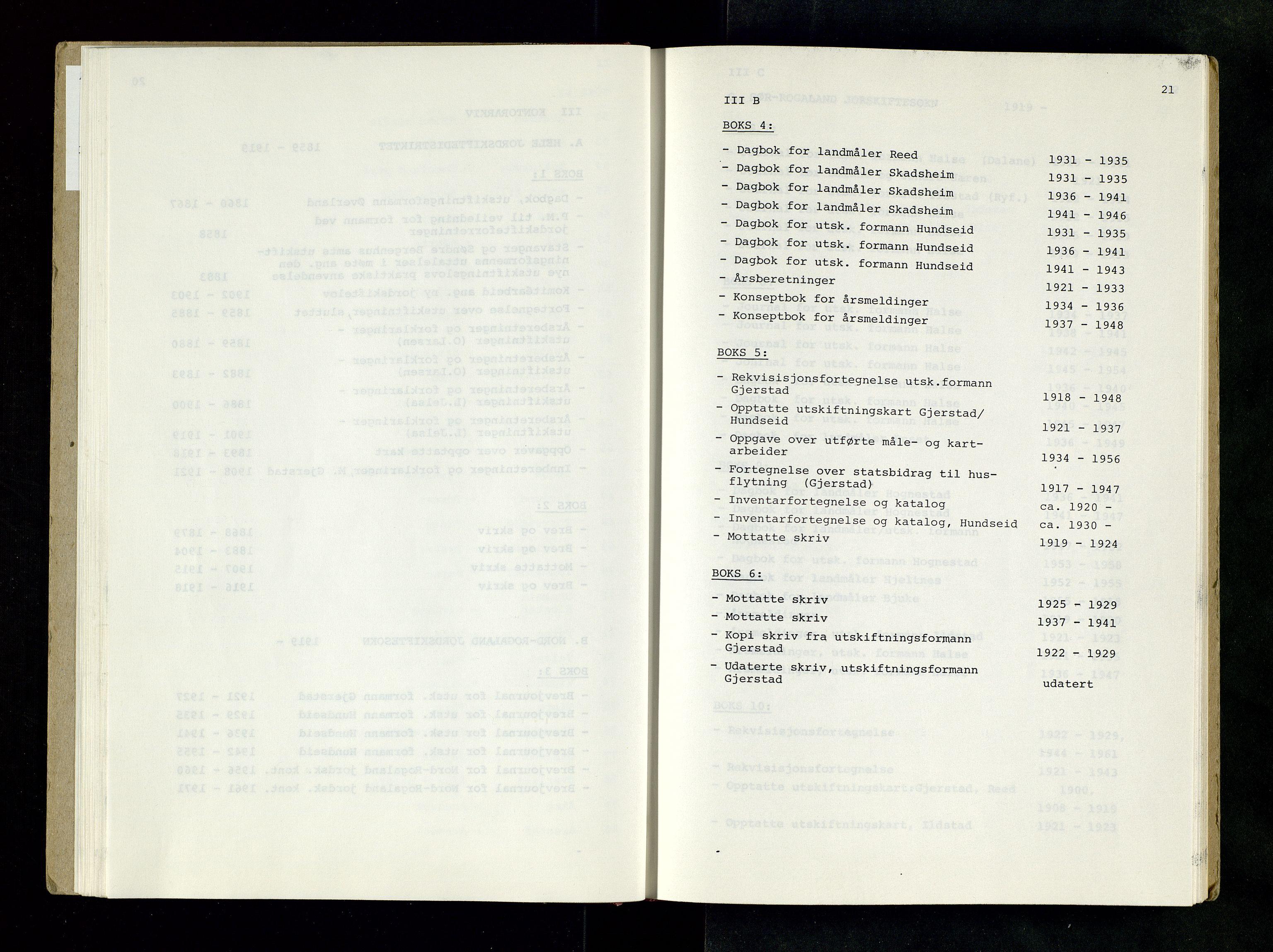 Rogaland jordskifterett, SAST/A-102426/Oaa/L0001: Katalog og register, 1859-1974, p. 21