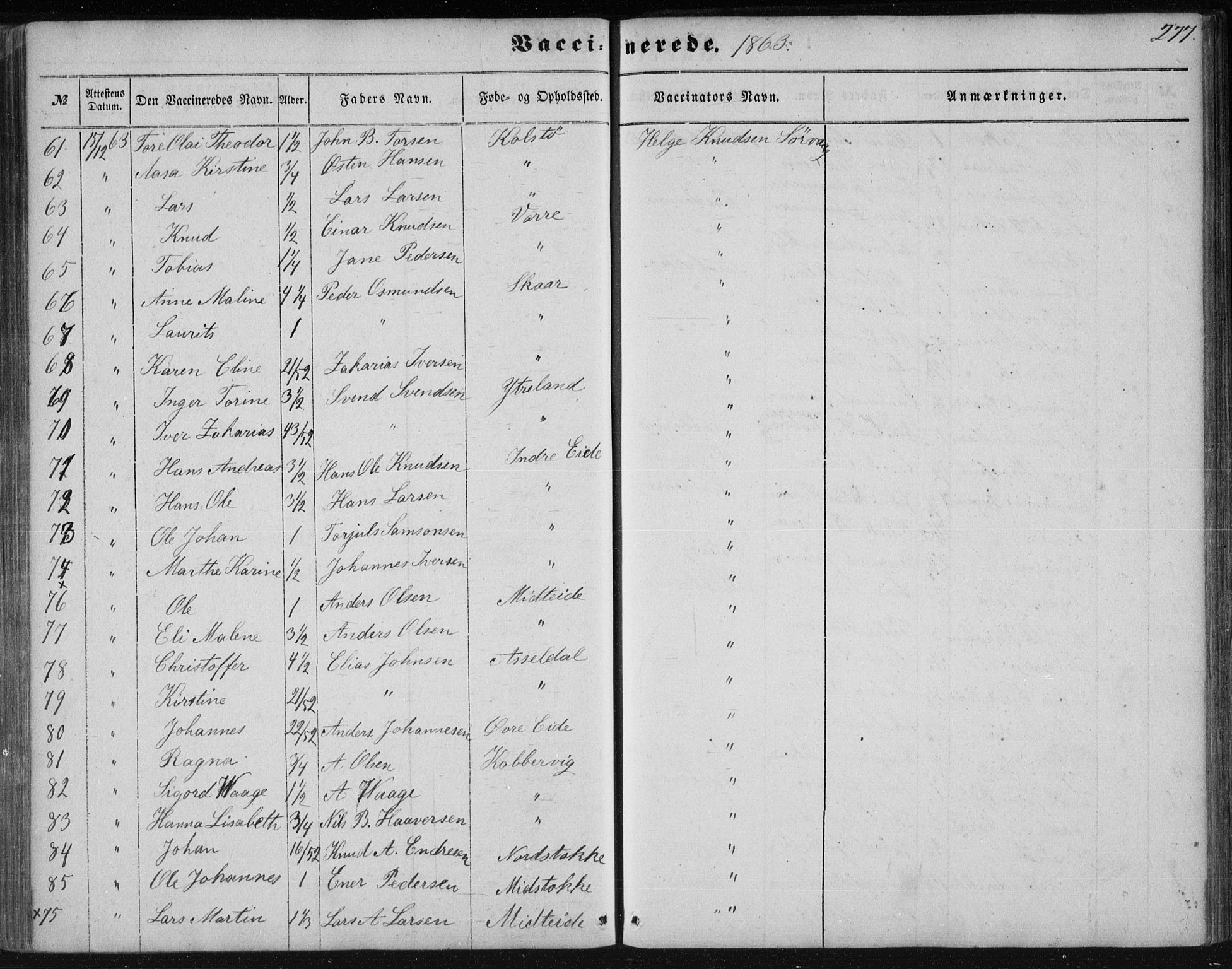 Avaldsnes sokneprestkontor, AV/SAST-A -101851/H/Ha/Haa/L0009: Parish register (official) no. A 9, 1853-1865, p. 277