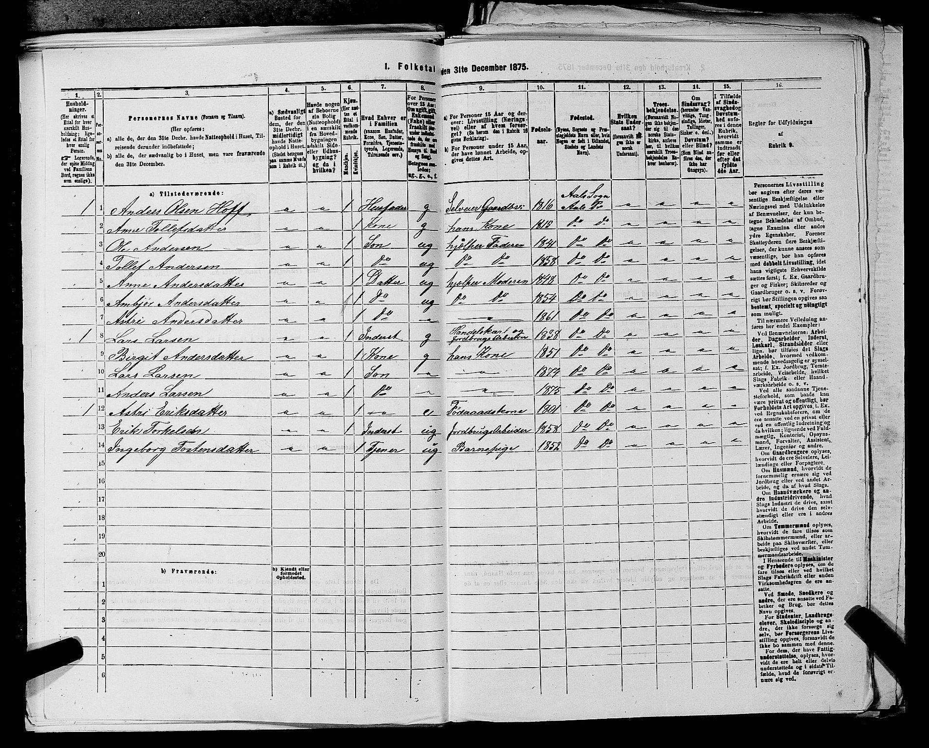 SAKO, 1875 census for 0619P Ål, 1875, p. 825